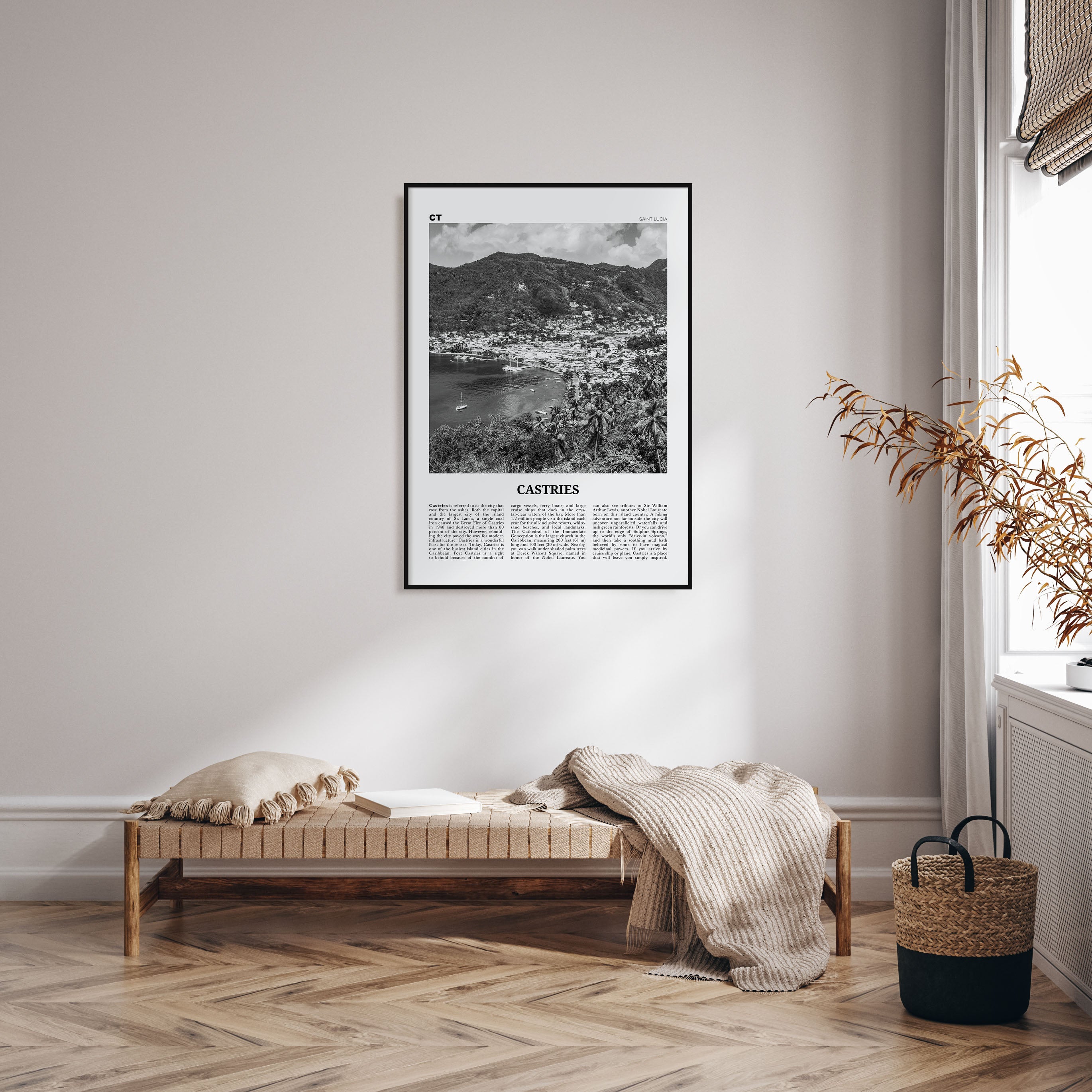 Castries Travel B&W Poster