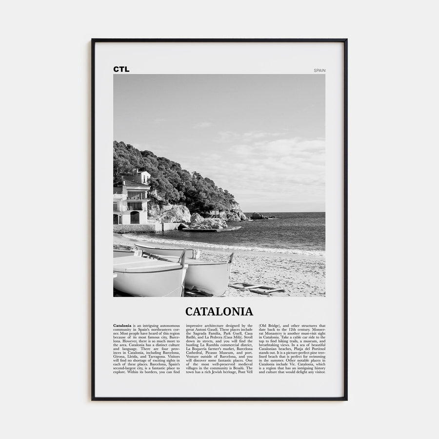 Catalonia Travel B&W Poster