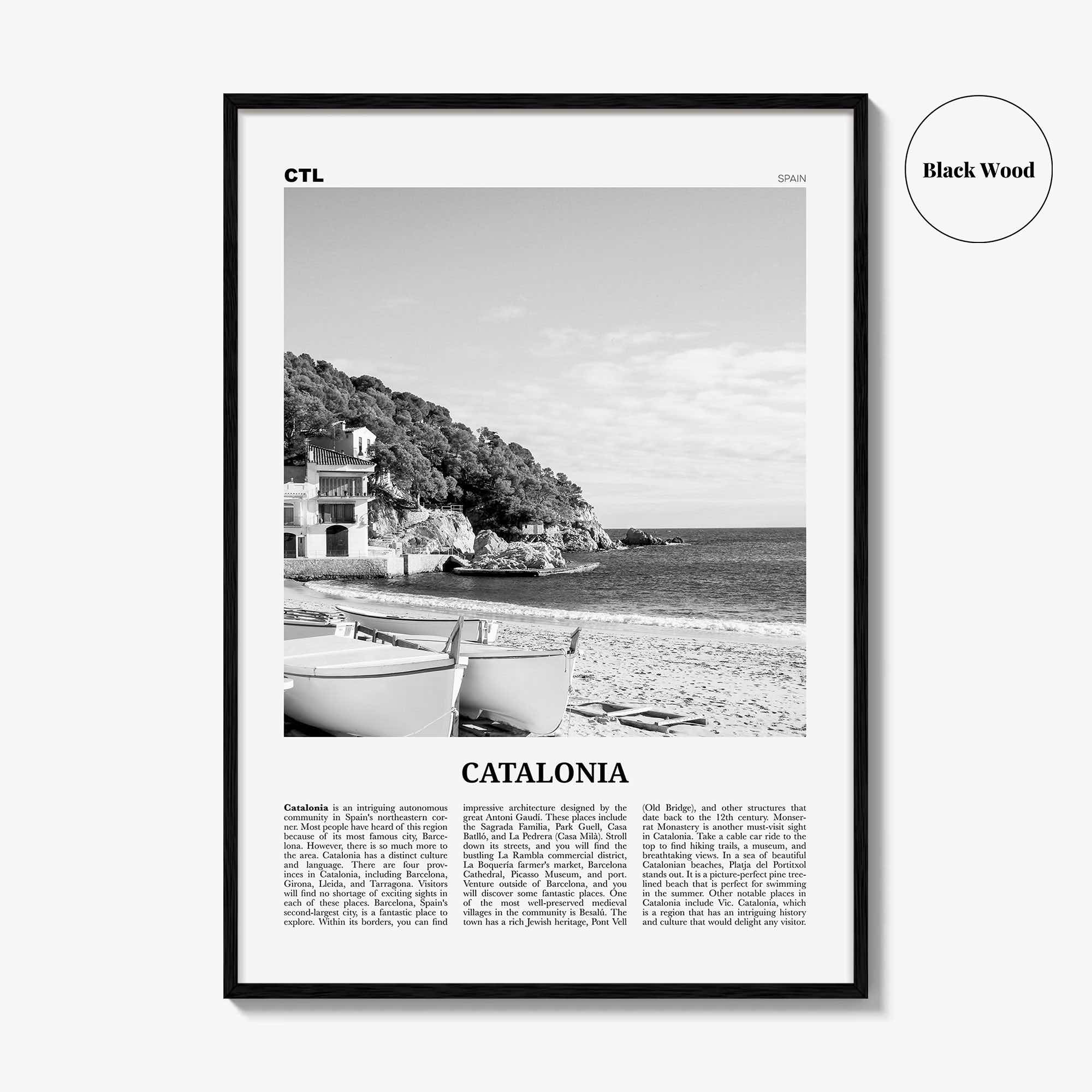 Catalonia Print Black and White, Catalonia Wall Art, Catalonia Poster, Catalonia Photo, Catalunya, Catalonha, Cataluña, Spain, España