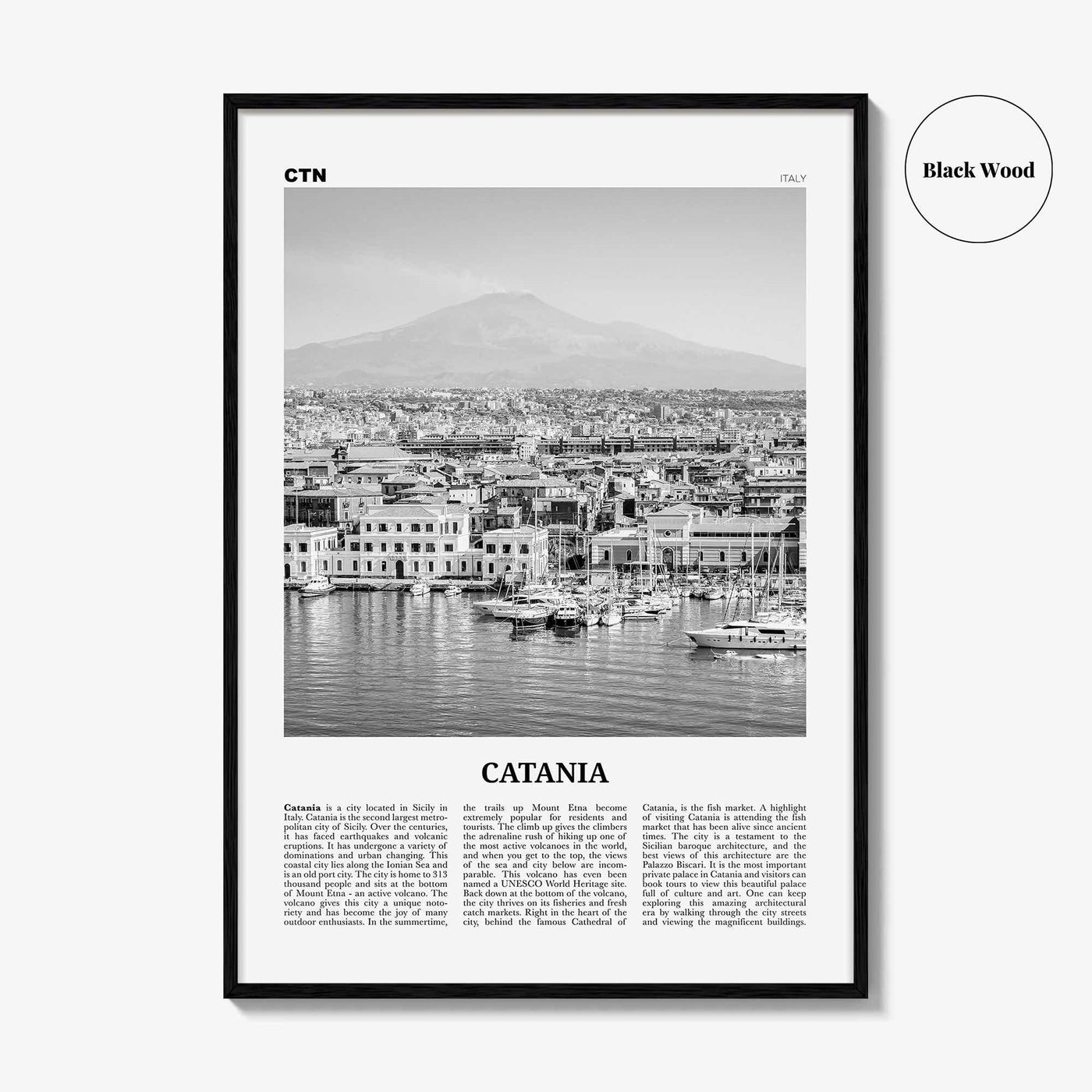 Catania Print Black and White, Catania Wall Art, Catania Poster, Catania Photo, Catania Wall Décor, Italia, Italy, Sicily
