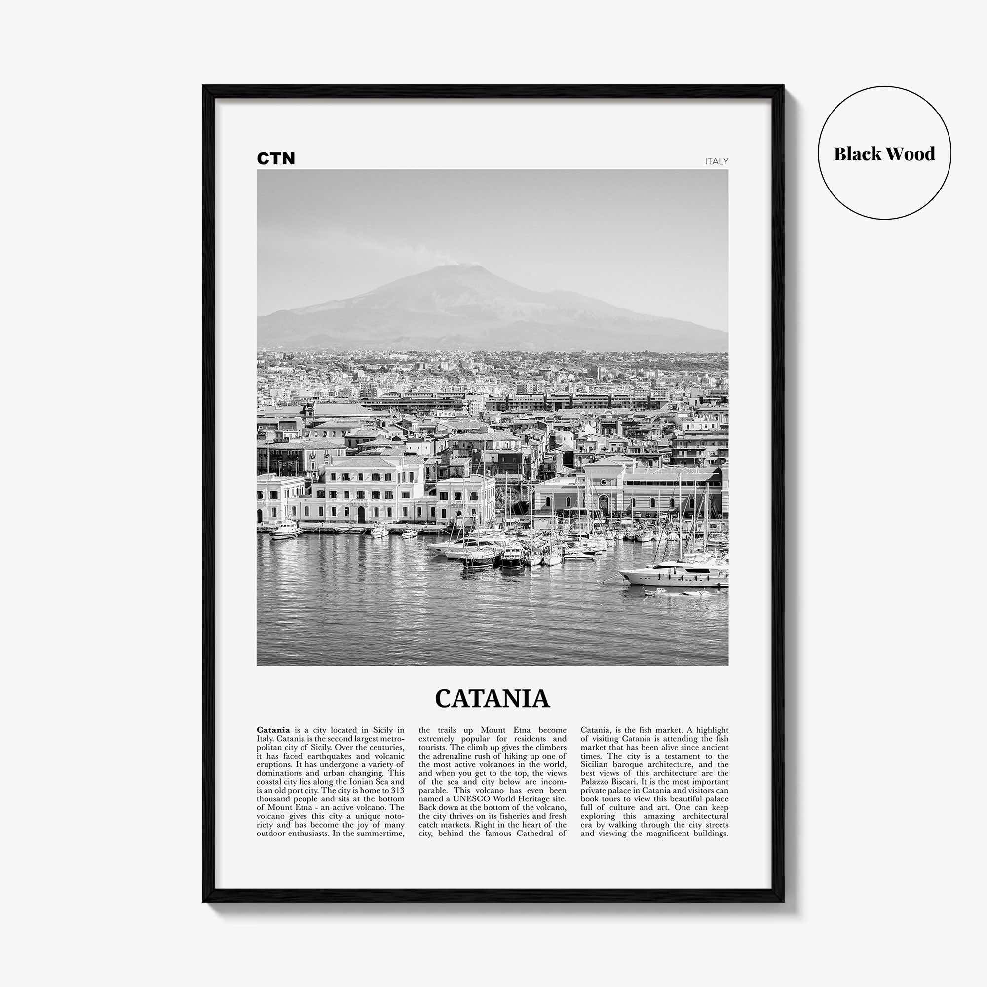 Catania Print Black and White, Catania Wall Art, Catania Poster, Catania Photo, Catania Wall Décor, Italia, Italy, Sicily