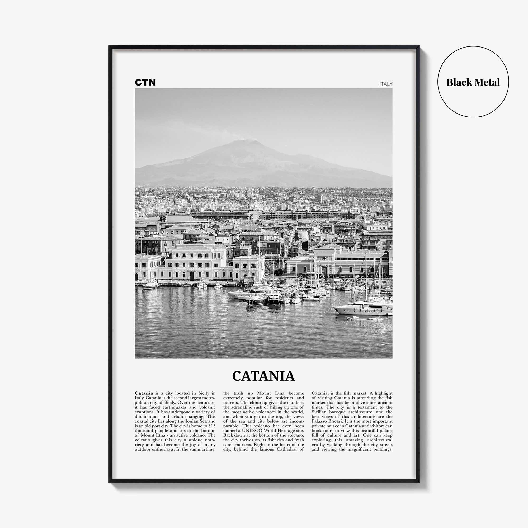 Catania Print Black and White, Catania Wall Art, Catania Poster, Catania Photo, Catania Wall Décor, Italia, Italy, Sicily