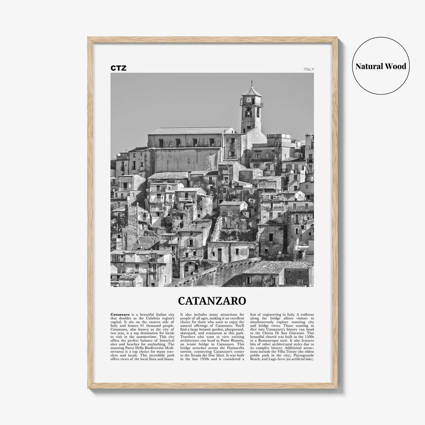 Catanzaro Print Black and White, Catanzaro Wall Art, Catanzaro Poster, Catanzaro Photo, Catanzaro Wall Décor, Catanzaro Map, Italy