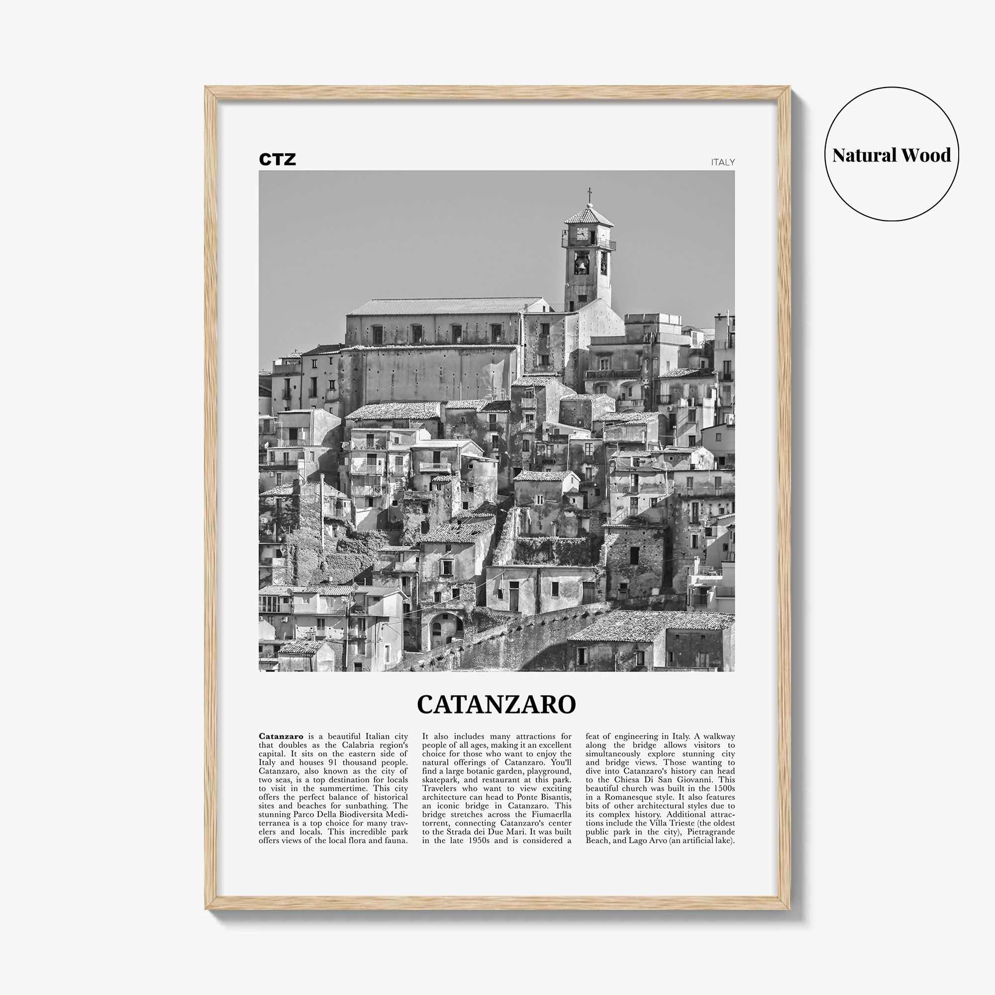 Catanzaro Print Black and White, Catanzaro Wall Art, Catanzaro Poster, Catanzaro Photo, Catanzaro Wall Décor, Catanzaro Map, Italy