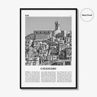 Catanzaro Print Black and White, Catanzaro Wall Art, Catanzaro Poster, Catanzaro Photo, Catanzaro Wall Décor, Catanzaro Map, Italy