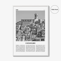 Catanzaro Print Black and White, Catanzaro Wall Art, Catanzaro Poster, Catanzaro Photo, Catanzaro Wall Décor, Catanzaro Map, Italy
