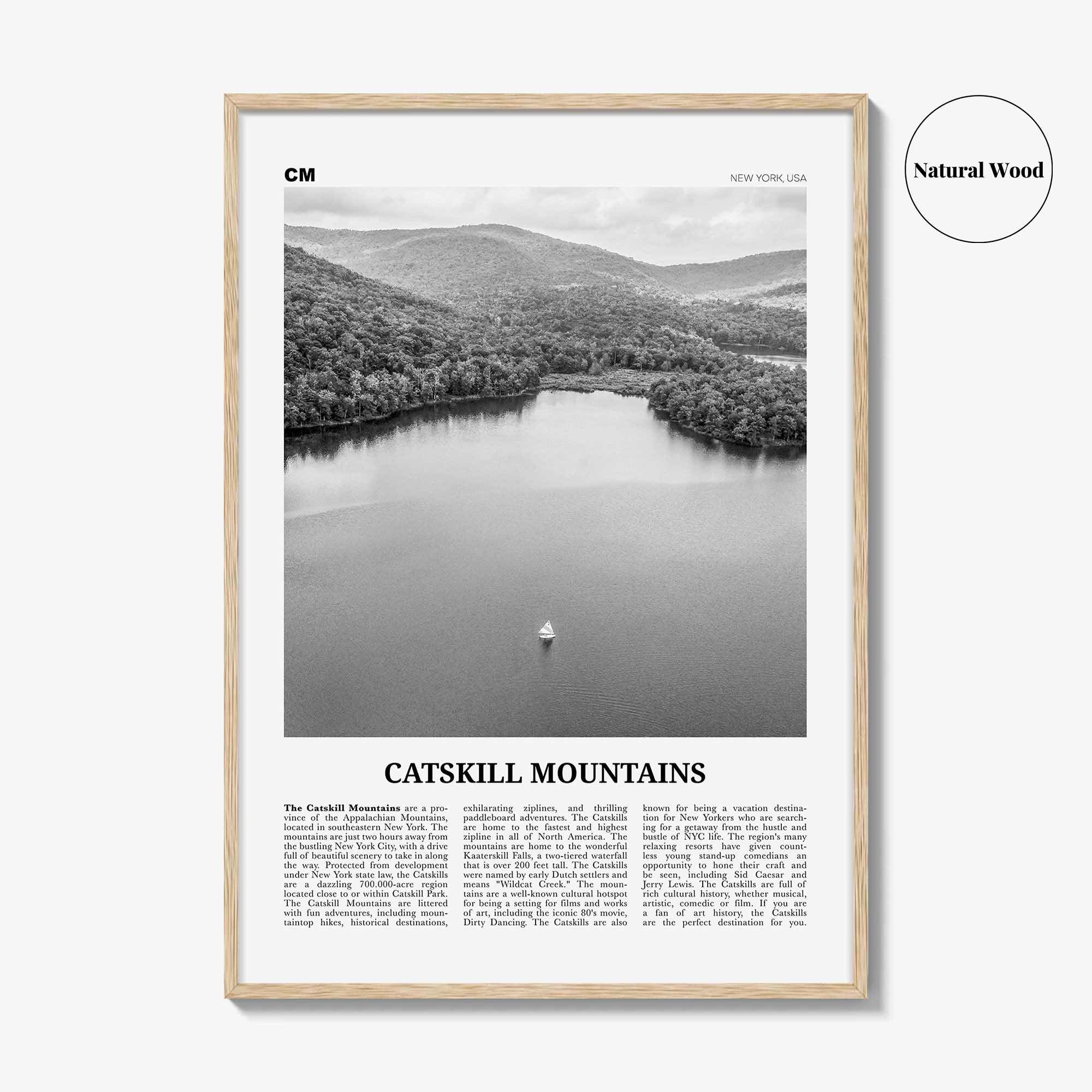 Catskill Mountains Print Black and White No 2, Catskill Mountains Wall Art, Catskill Mountains Poster, Catskill Photo, New York, USA