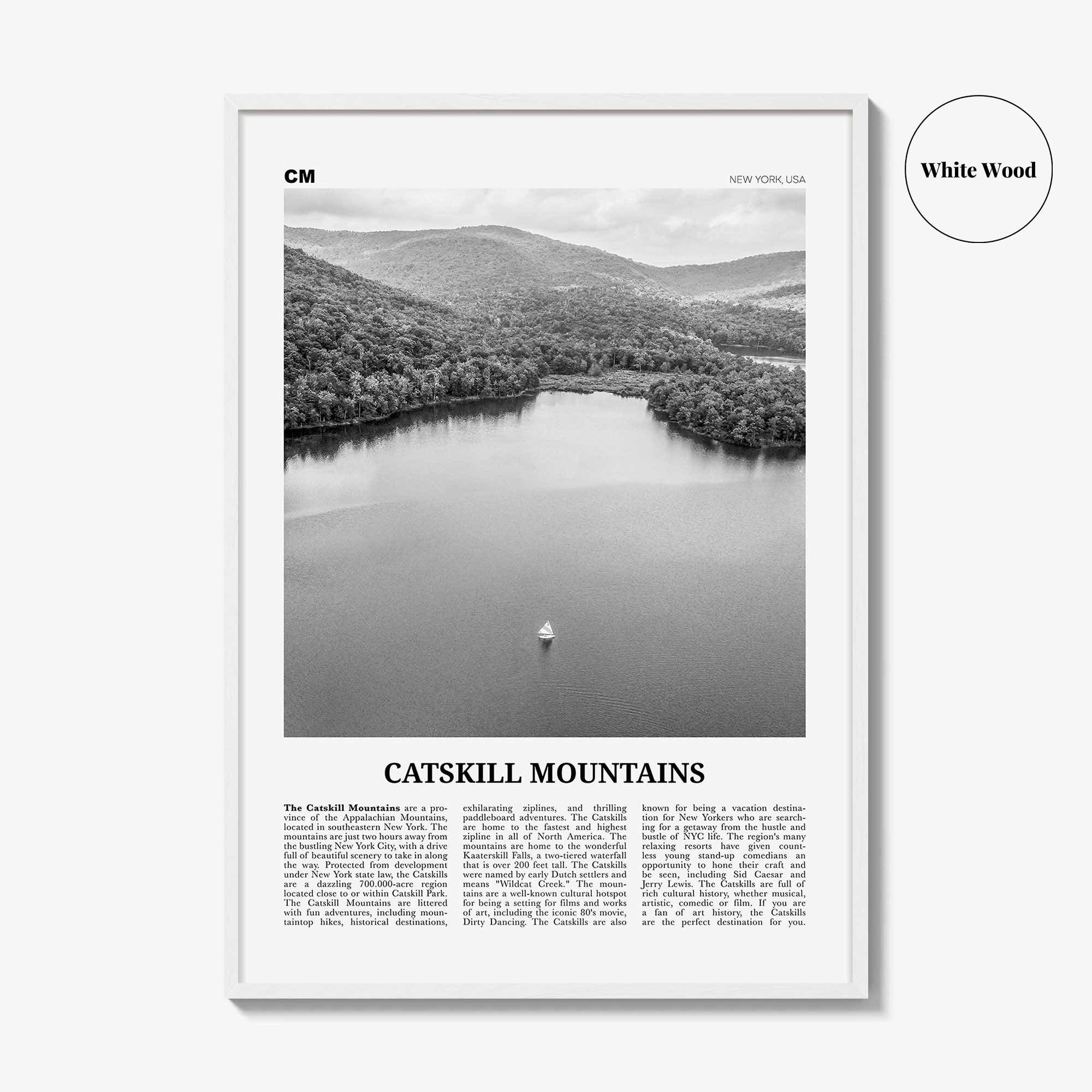 Catskill Mountains Print Black and White No 2, Catskill Mountains Wall Art, Catskill Mountains Poster, Catskill Photo, New York, USA