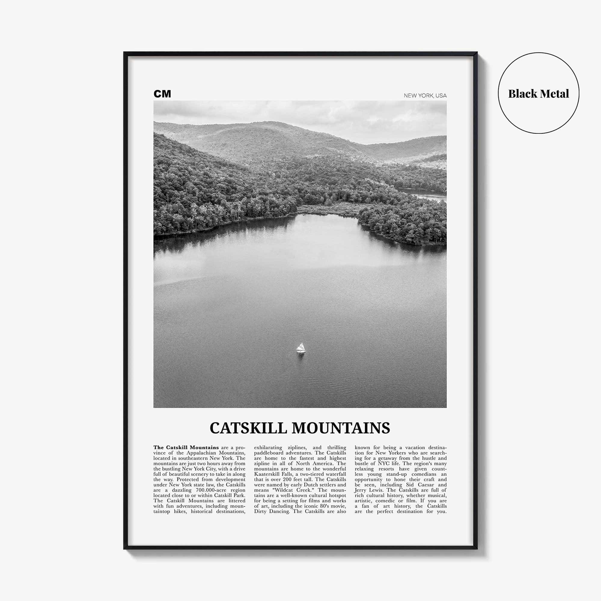 Catskill Mountains Print Black and White No 2, Catskill Mountains Wall Art, Catskill Mountains Poster, Catskill Photo, New York, USA