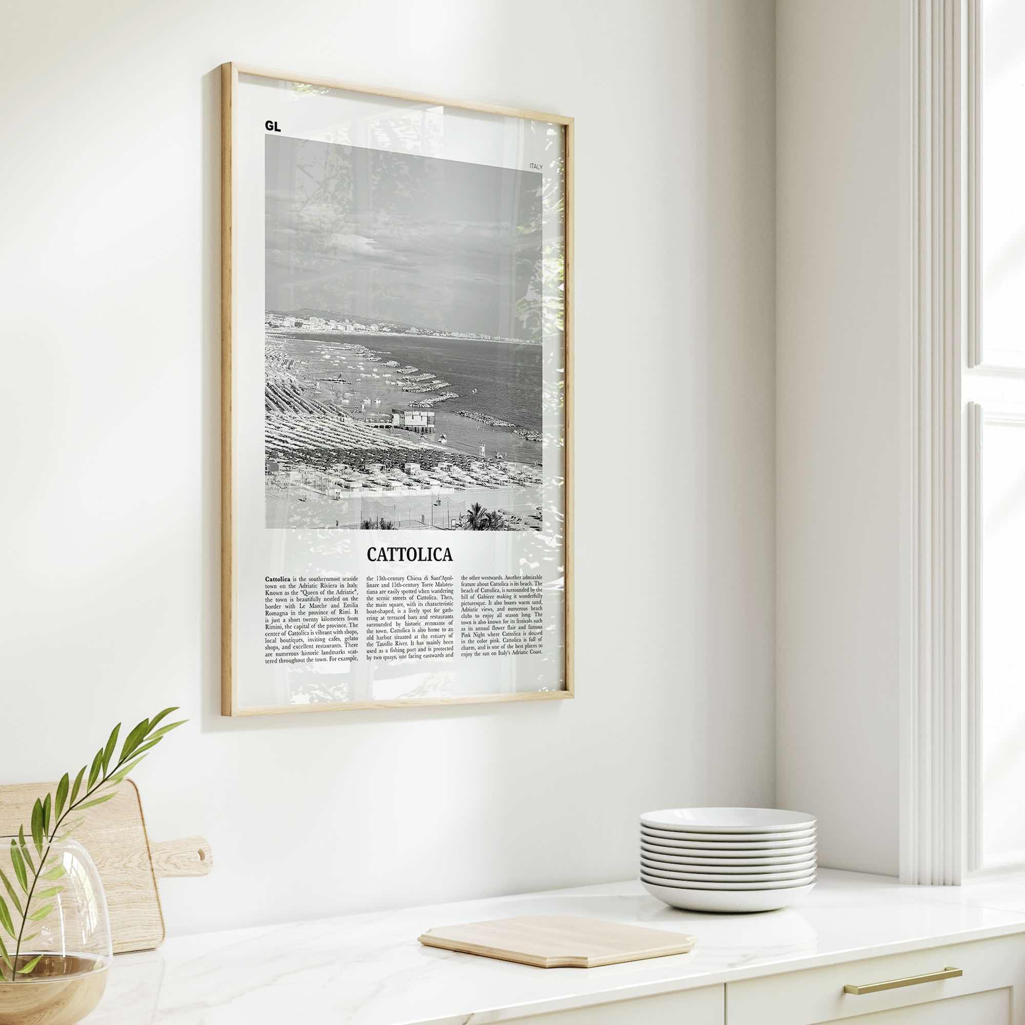 Cattolica Print Black and White, Cattolica Wall Art, Cattolica Poster, Cattolica Photo, Cattolica Wall Décor, Cattolica Map, Italy