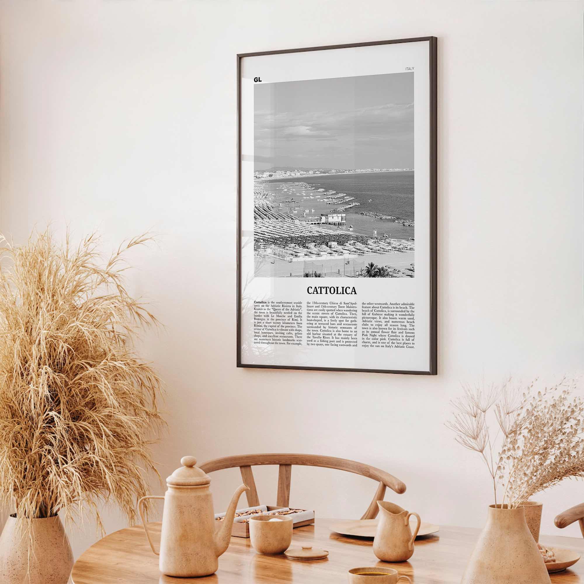 Cattolica Print Black and White, Cattolica Wall Art, Cattolica Poster, Cattolica Photo, Cattolica Wall Décor, Cattolica Map, Italy