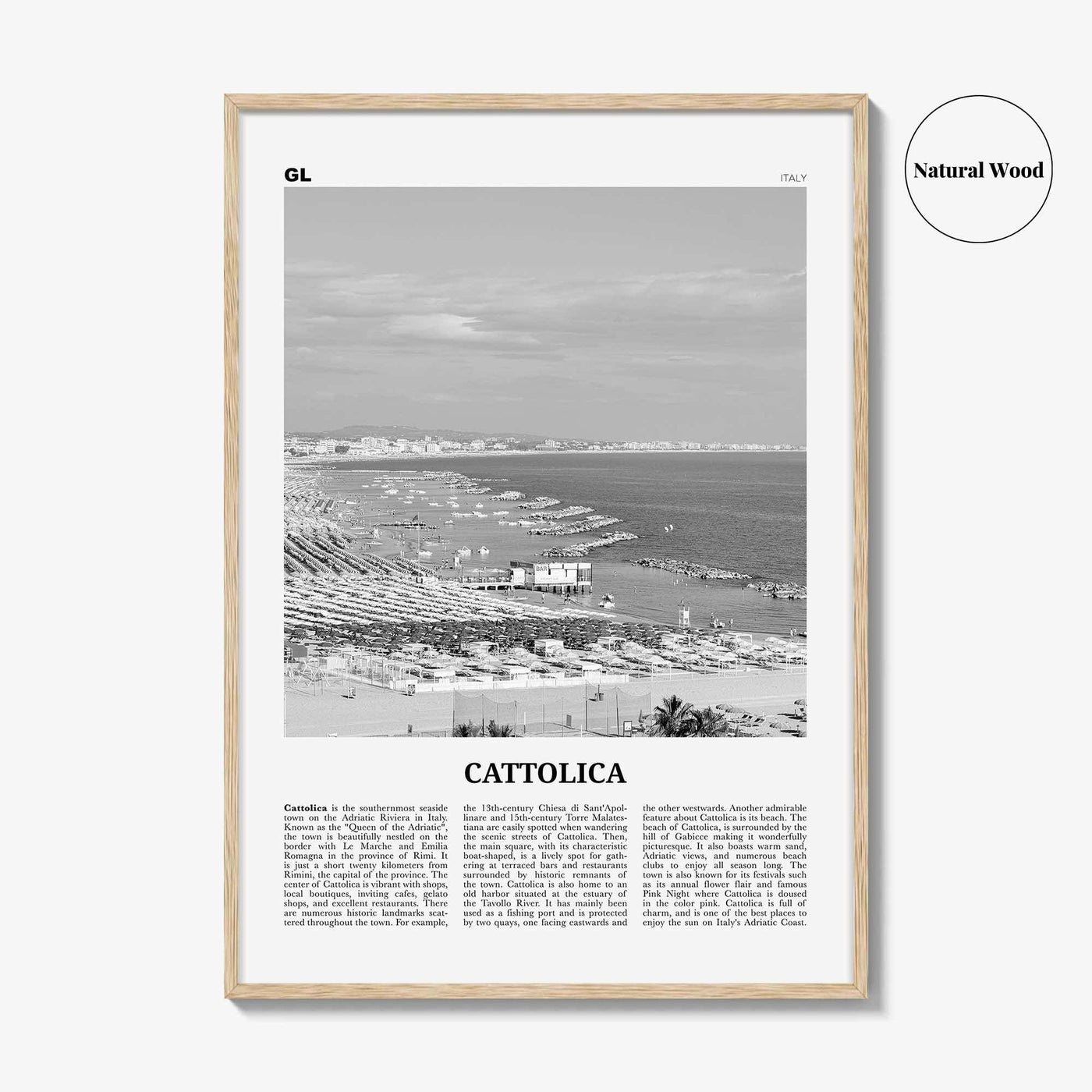 Cattolica Print Black and White, Cattolica Wall Art, Cattolica Poster, Cattolica Photo, Cattolica Wall Décor, Cattolica Map, Italy