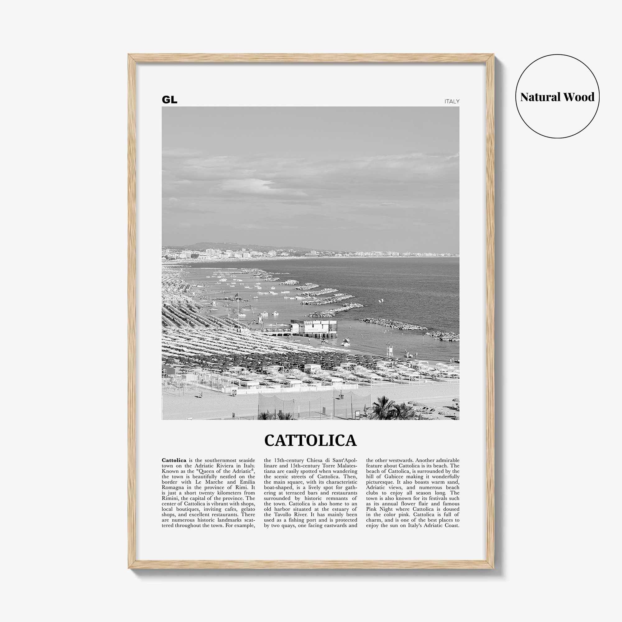Cattolica Print Black and White, Cattolica Wall Art, Cattolica Poster, Cattolica Photo, Cattolica Wall Décor, Cattolica Map, Italy