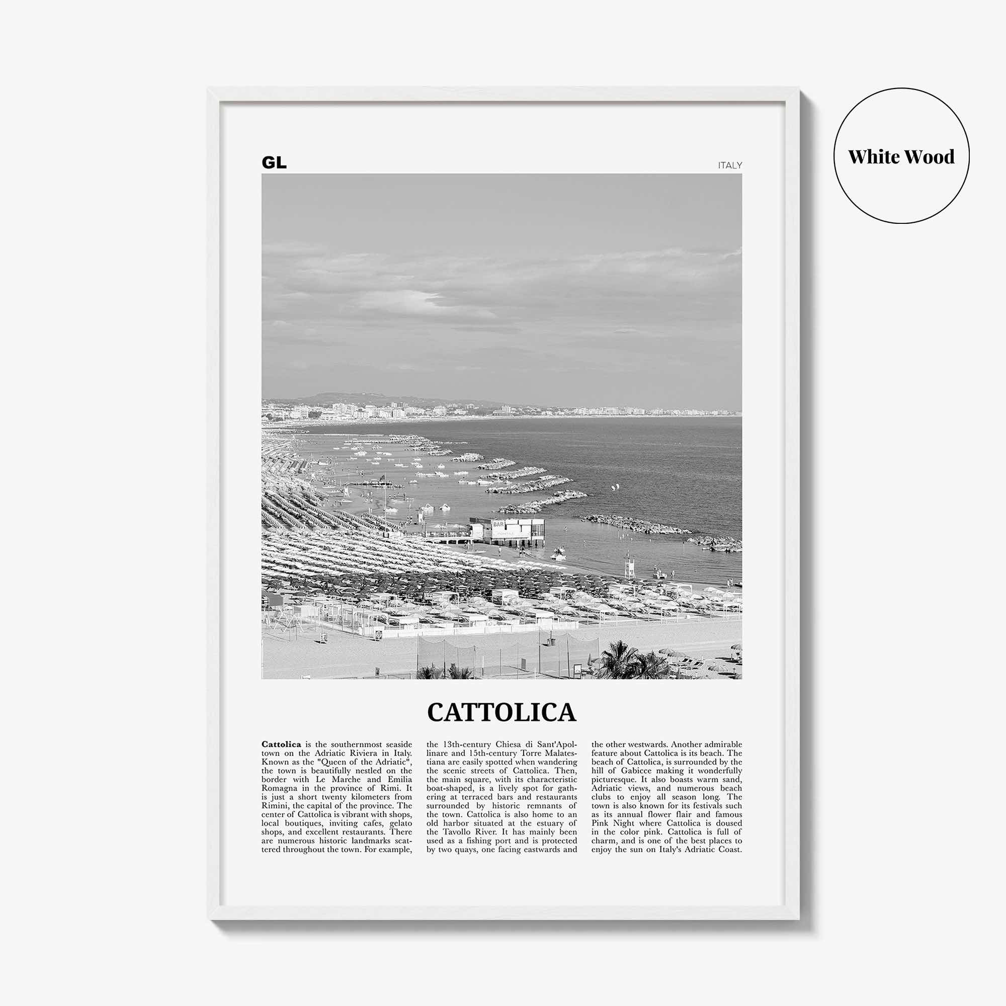 Cattolica Print Black and White, Cattolica Wall Art, Cattolica Poster, Cattolica Photo, Cattolica Wall Décor, Cattolica Map, Italy