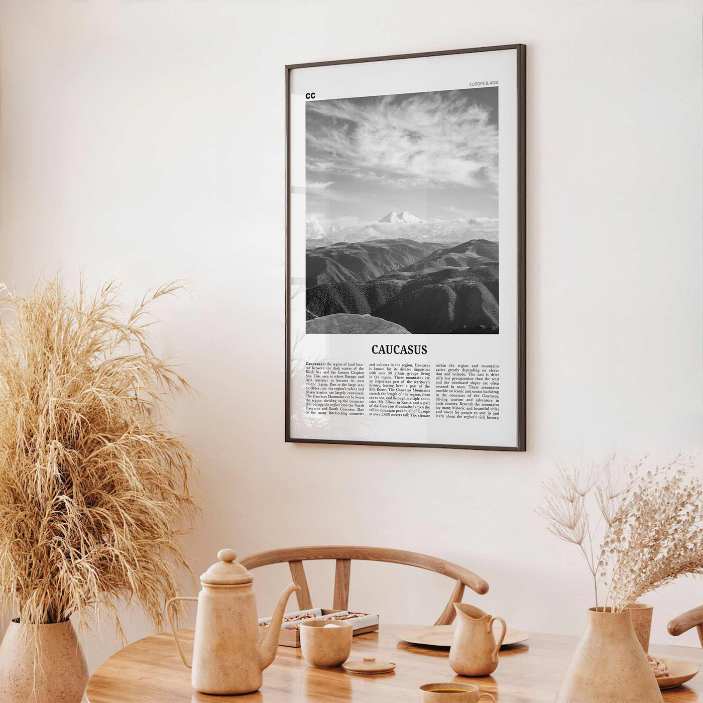 Caucasus Mountains Print Black and White, Caucasus Wall Art, Caucasus Poster, Caucasus Photo, Caucasus Wall Décor, Caucasus Map, Asia