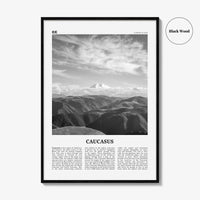 Caucasus Mountains Print Black and White, Caucasus Wall Art, Caucasus Poster, Caucasus Photo, Caucasus Wall Décor, Caucasus Map, Asia