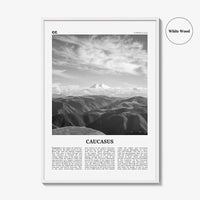 Caucasus Mountains Print Black and White, Caucasus Wall Art, Caucasus Poster, Caucasus Photo, Caucasus Wall Décor, Caucasus Map, Asia