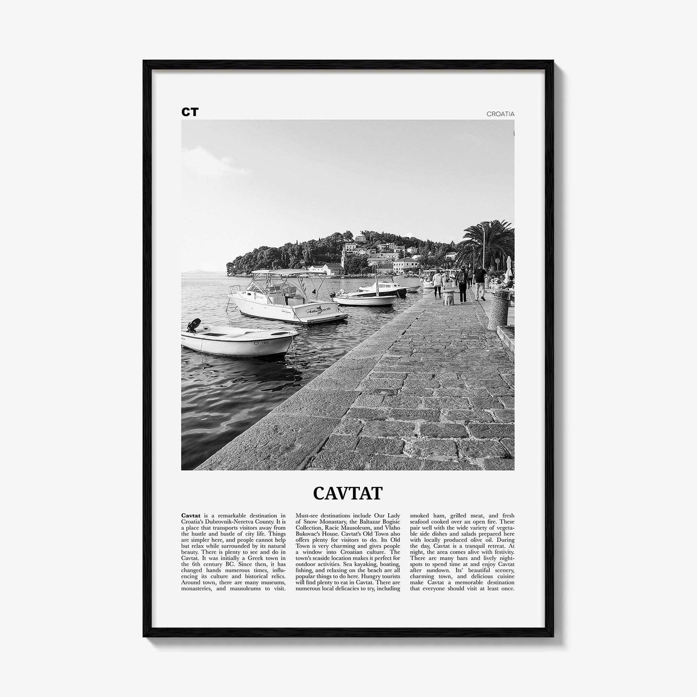 Cavtat Print Black and White, Cavtat Wall Art, Cavtat Poster, Cavtat Photo, Cavtat Wall Décor, Croatia, Dubrovnik Neretva