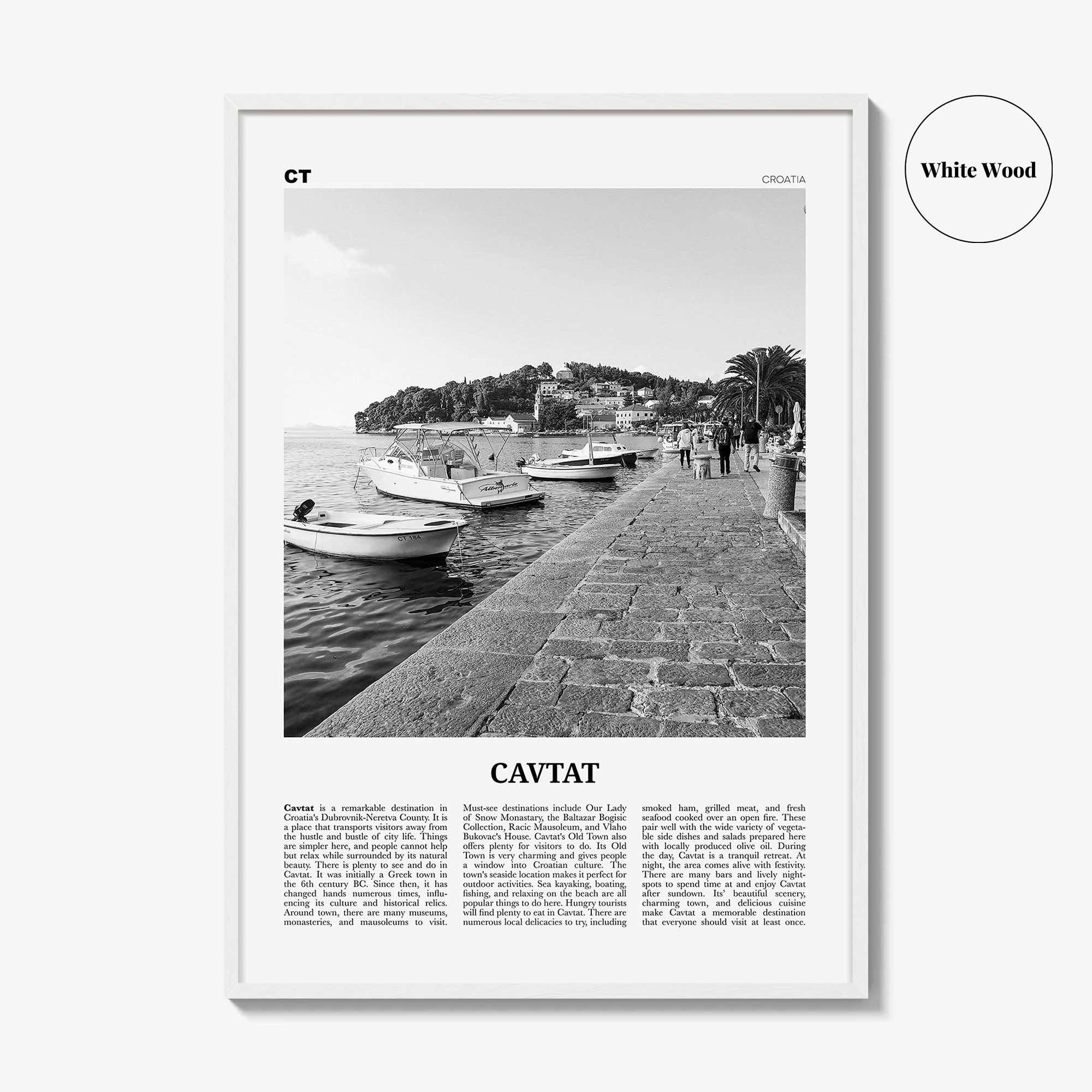 Cavtat Print Black and White, Cavtat Wall Art, Cavtat Poster, Cavtat Photo, Cavtat Wall Décor, Croatia, Dubrovnik Neretva