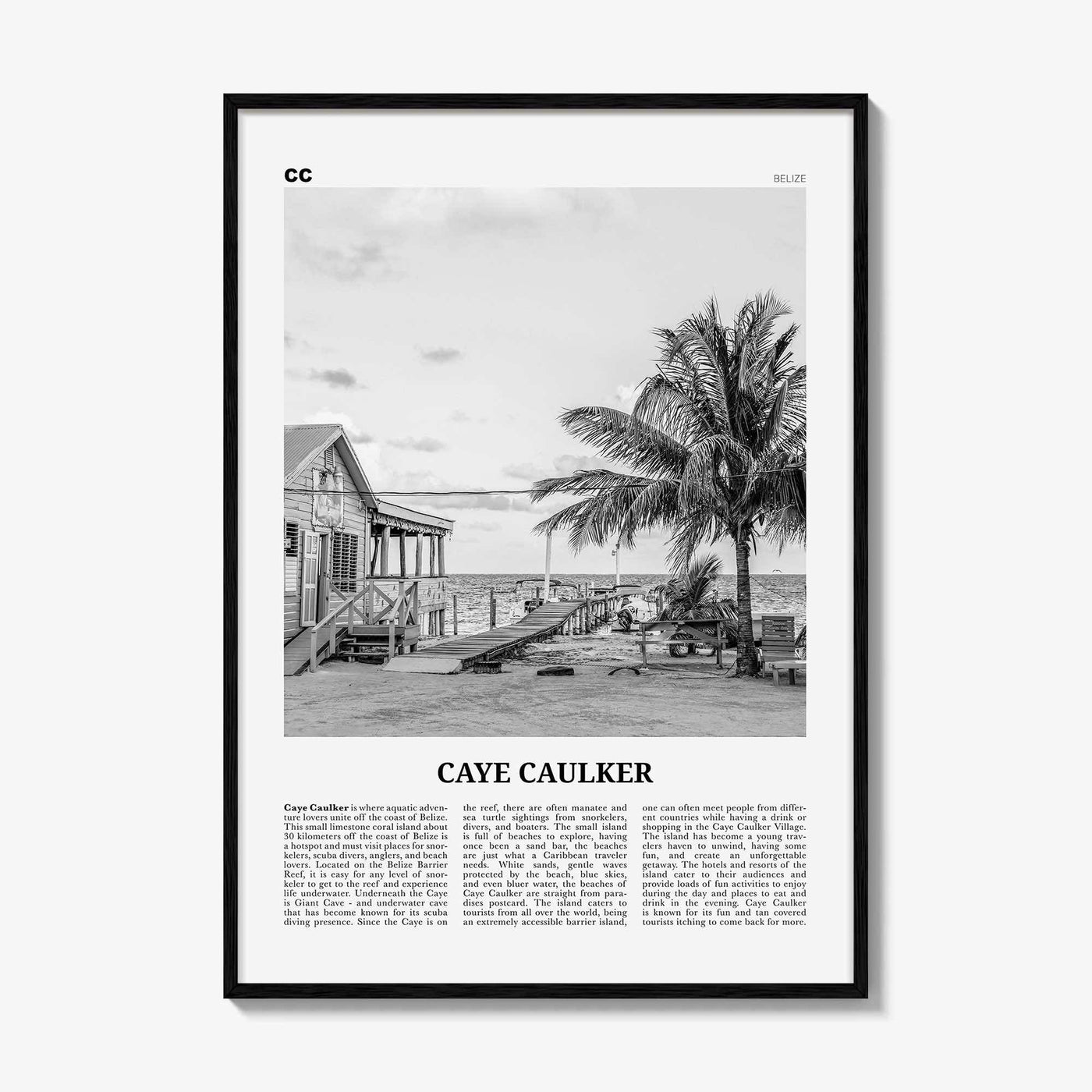 Caye Caulker Print Black and White, Caye Caulker Wall Art, Caye Caulker Poster, Caye Caulker Photo, Caye Caulker Wall Décor, Belize