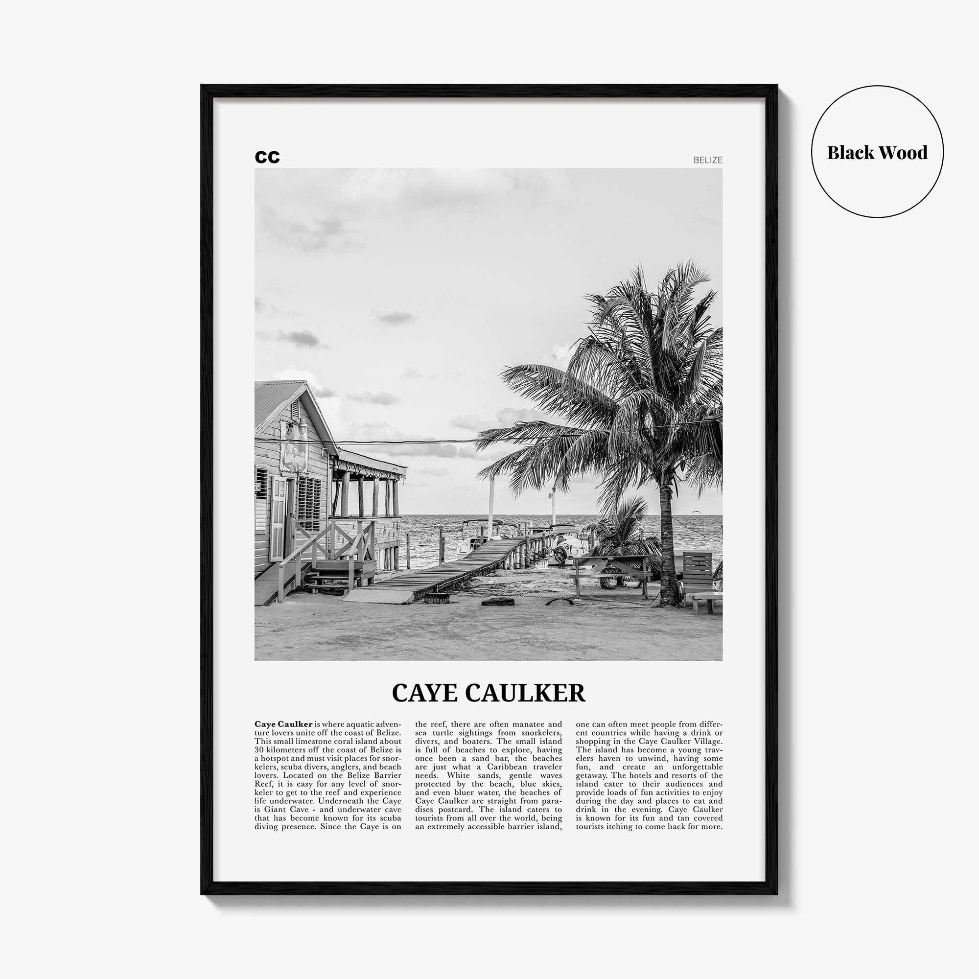 Caye Caulker Print Black and White, Caye Caulker Wall Art, Caye Caulker Poster, Caye Caulker Photo, Caye Caulker Wall Décor, Belize