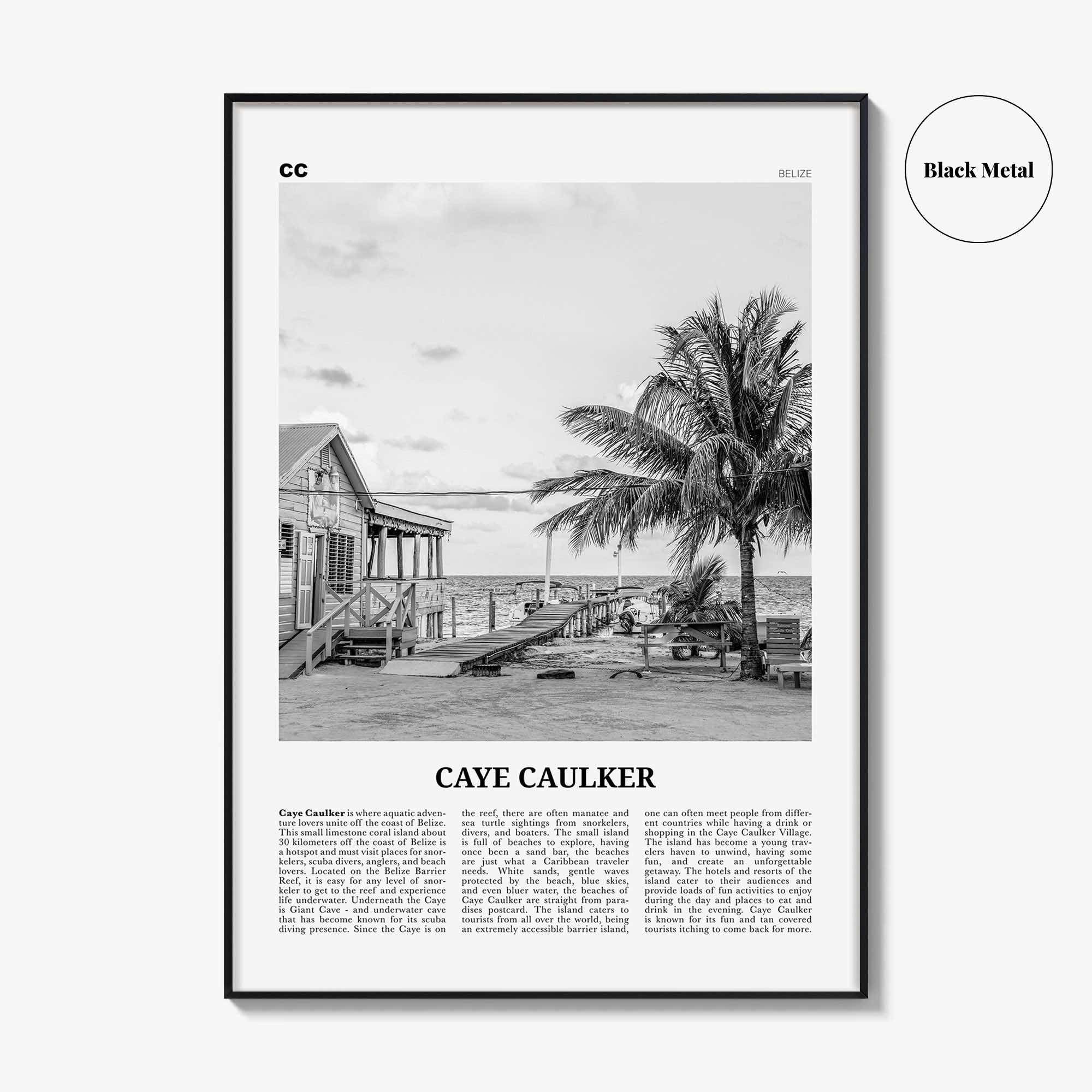 Caye Caulker Print Black and White, Caye Caulker Wall Art, Caye Caulker Poster, Caye Caulker Photo, Caye Caulker Wall Décor, Belize