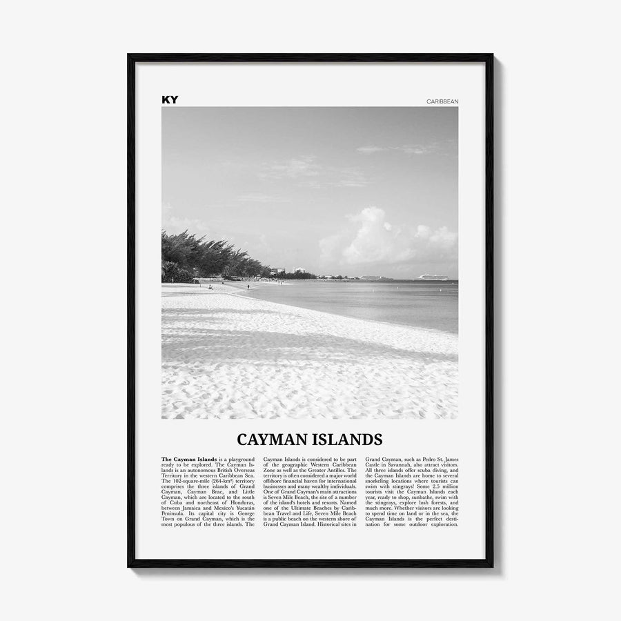 Cayman Islands Print Black and White, Cayman Islands Wall Art, Cayman Islands Poster, George Town, Grand Cayman, Caribbean