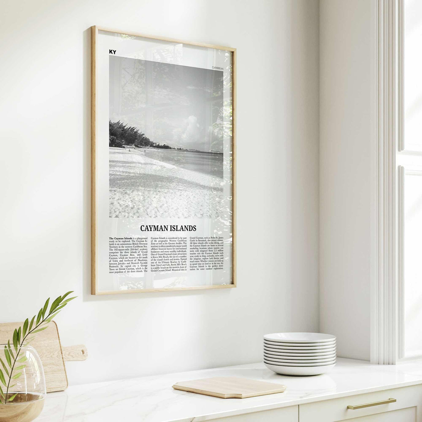 Cayman Islands Print Black and White, Cayman Islands Wall Art, Cayman Islands Poster, George Town, Grand Cayman, Caribbean