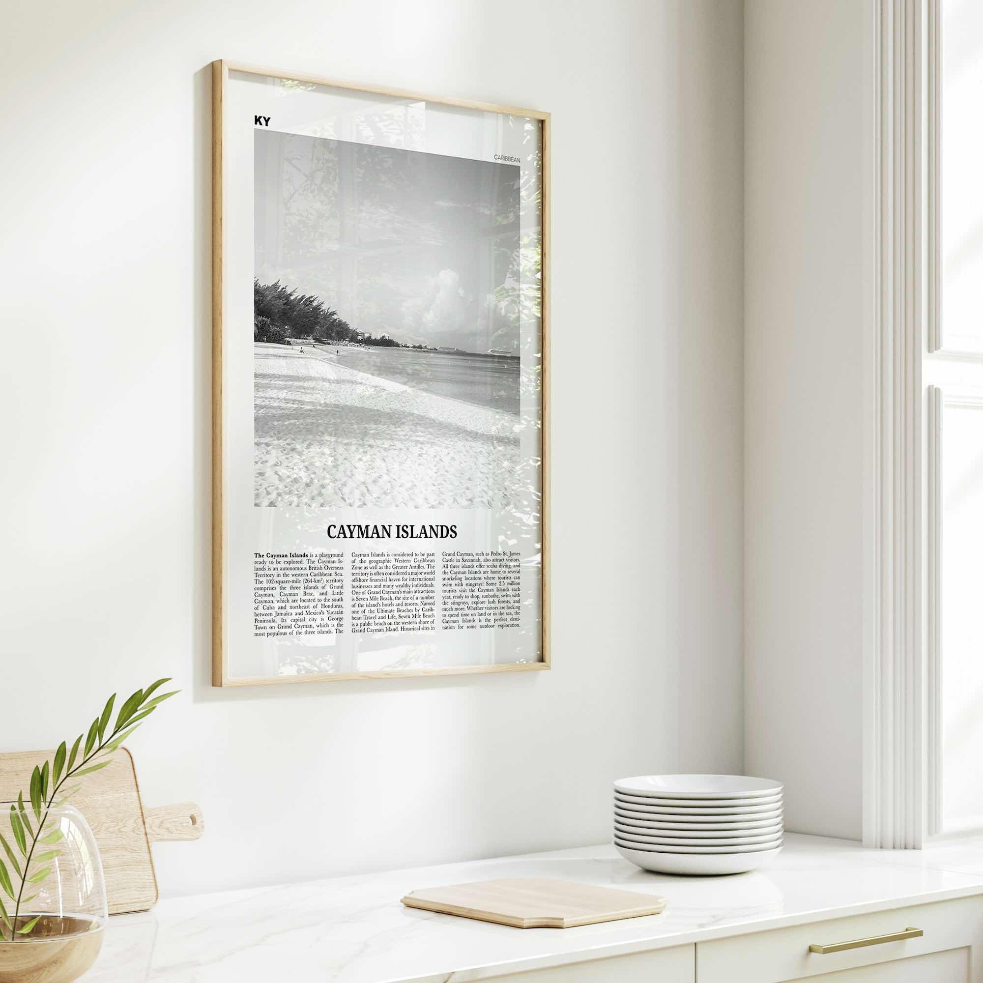 Cayman Islands Print Black and White, Cayman Islands Wall Art, Cayman Islands Poster, George Town, Grand Cayman, Caribbean