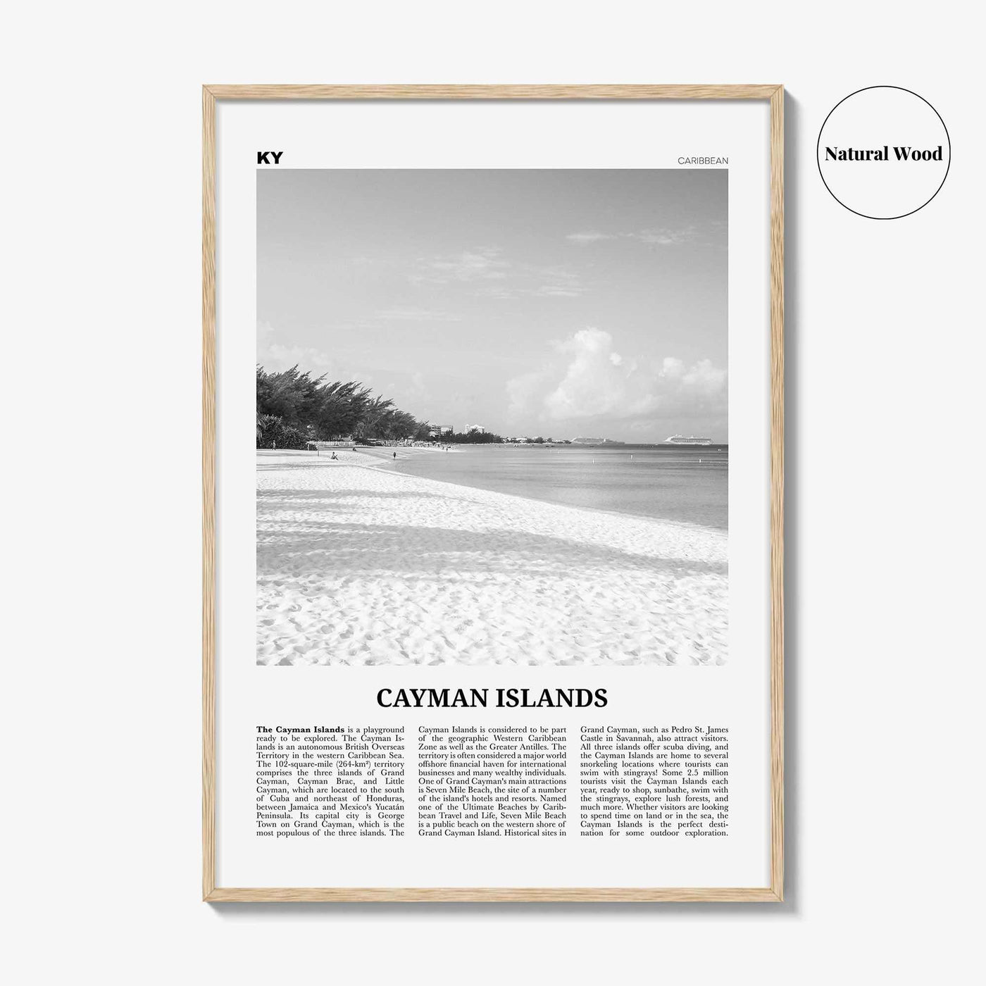 Cayman Islands Print Black and White, Cayman Islands Wall Art, Cayman Islands Poster, George Town, Grand Cayman, Caribbean