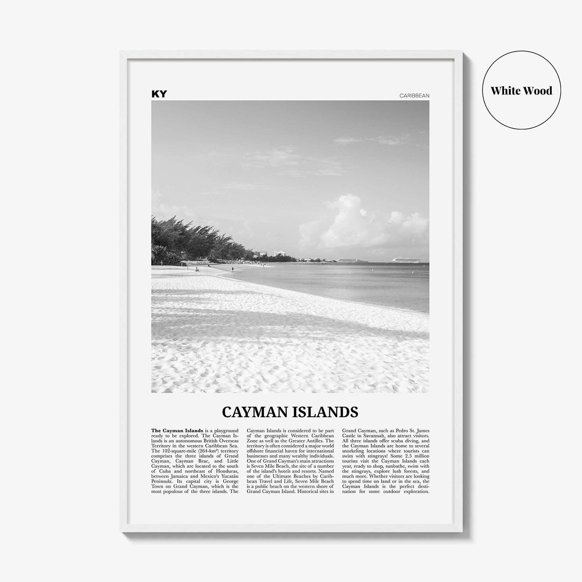 Cayman Islands Print Black and White, Cayman Islands Wall Art, Cayman Islands Poster, George Town, Grand Cayman, Caribbean