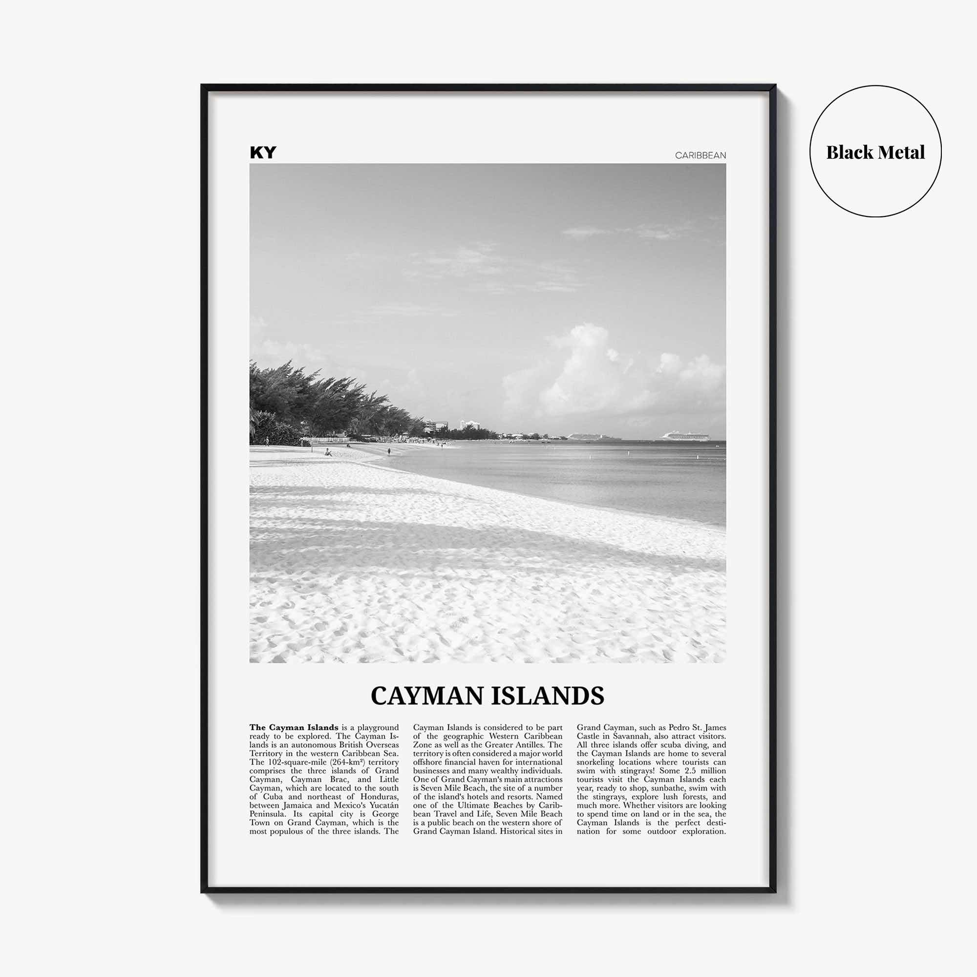 Cayman Islands Print Black and White, Cayman Islands Wall Art, Cayman Islands Poster, George Town, Grand Cayman, Caribbean
