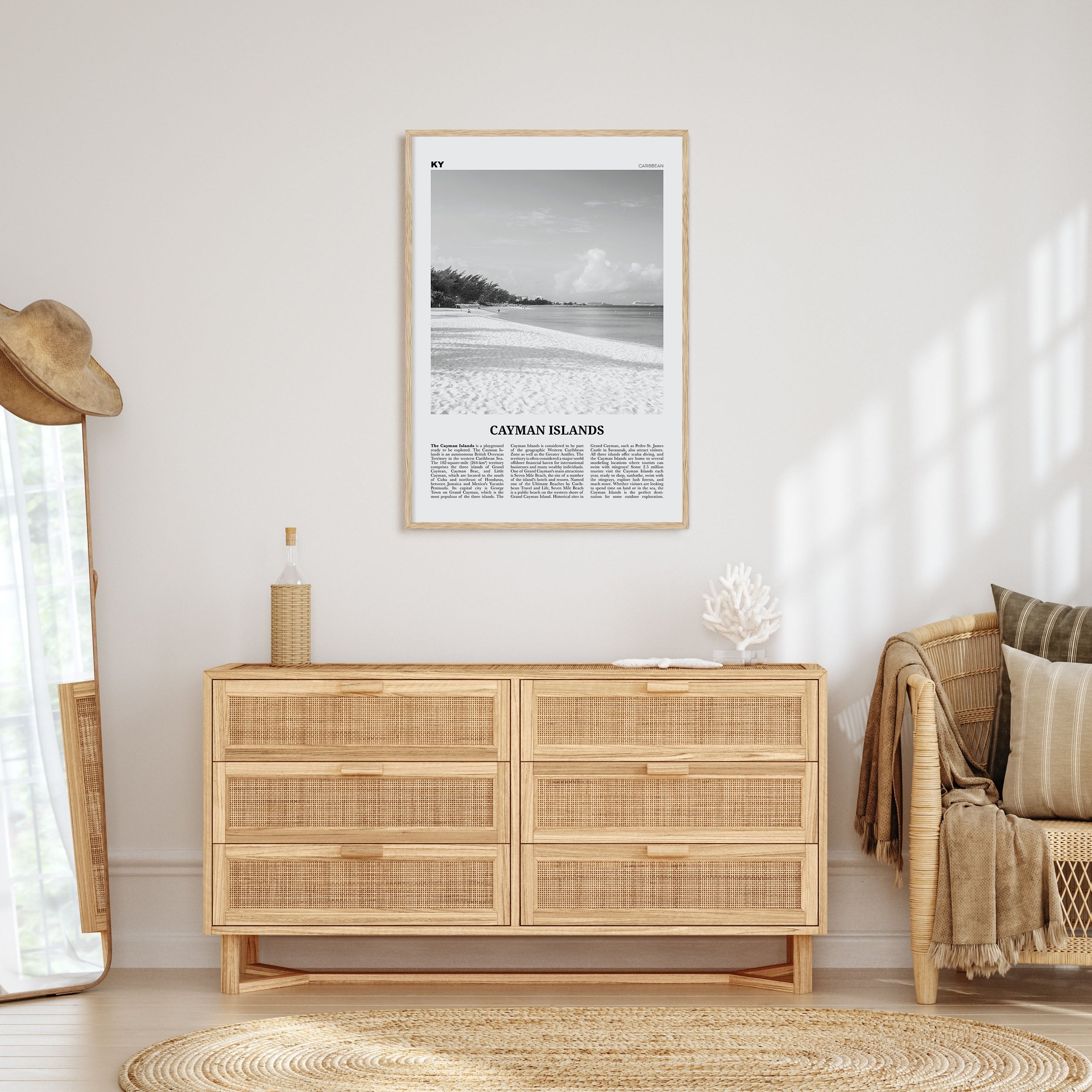 Cayman Islands Travel B&W Poster