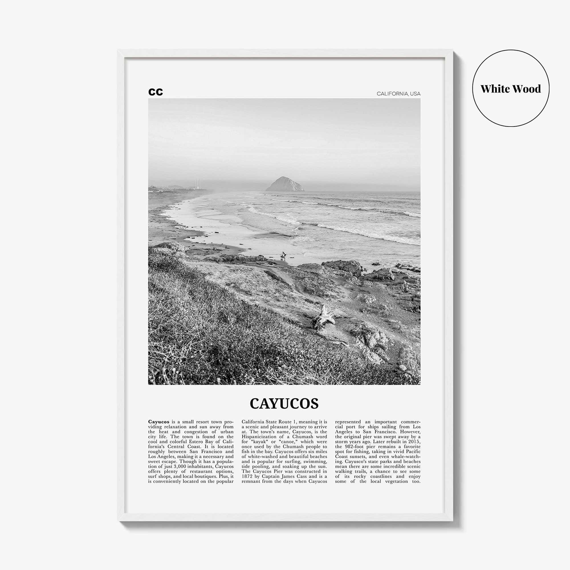 Cayucos Print Black and White, Cayucos Wall Art, Cayucos Poster, Cayucos Photo, Cayucos Decor, California, USA, United States, North America