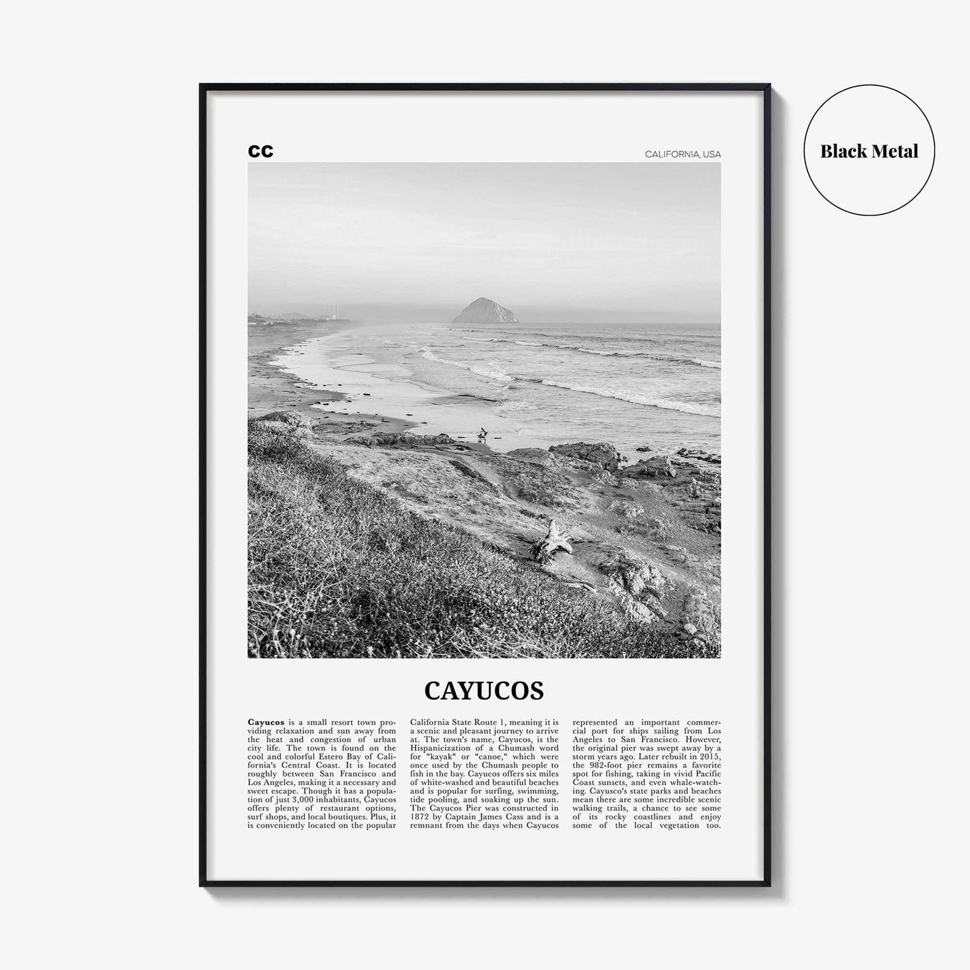 Cayucos Print Black and White, Cayucos Wall Art, Cayucos Poster, Cayucos Photo, Cayucos Decor, California, USA, United States, North America