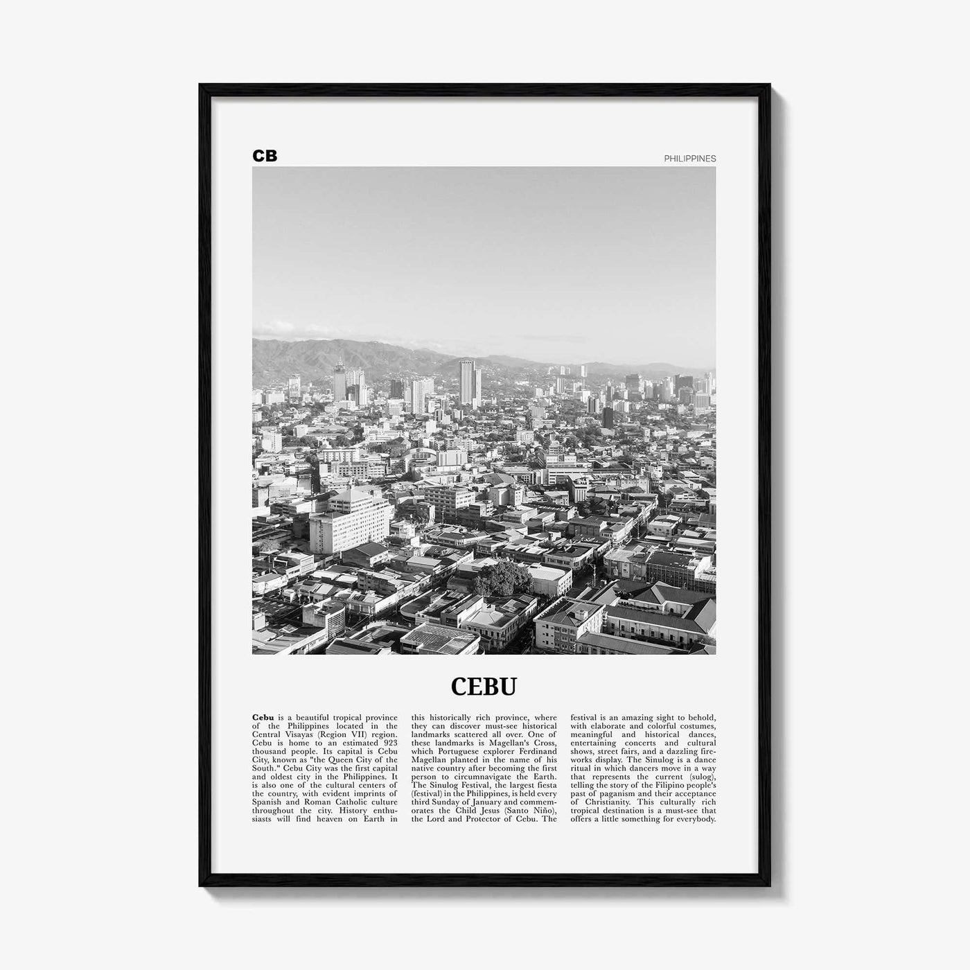Cebu Print Black and White No 1, Cebu Wall Art, Cebu Poster, Cebu Photo, Cebu Wall Décor, Sugbo, Philippines, Central Visayas