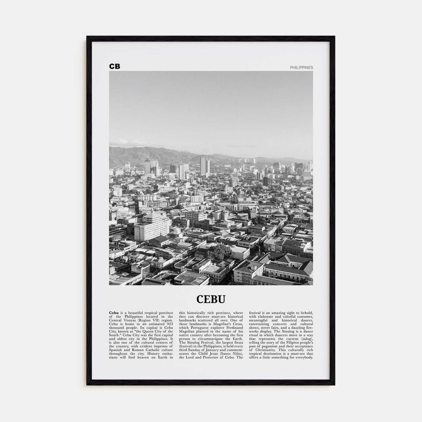 Cebu Travel B&W No 1 Poster