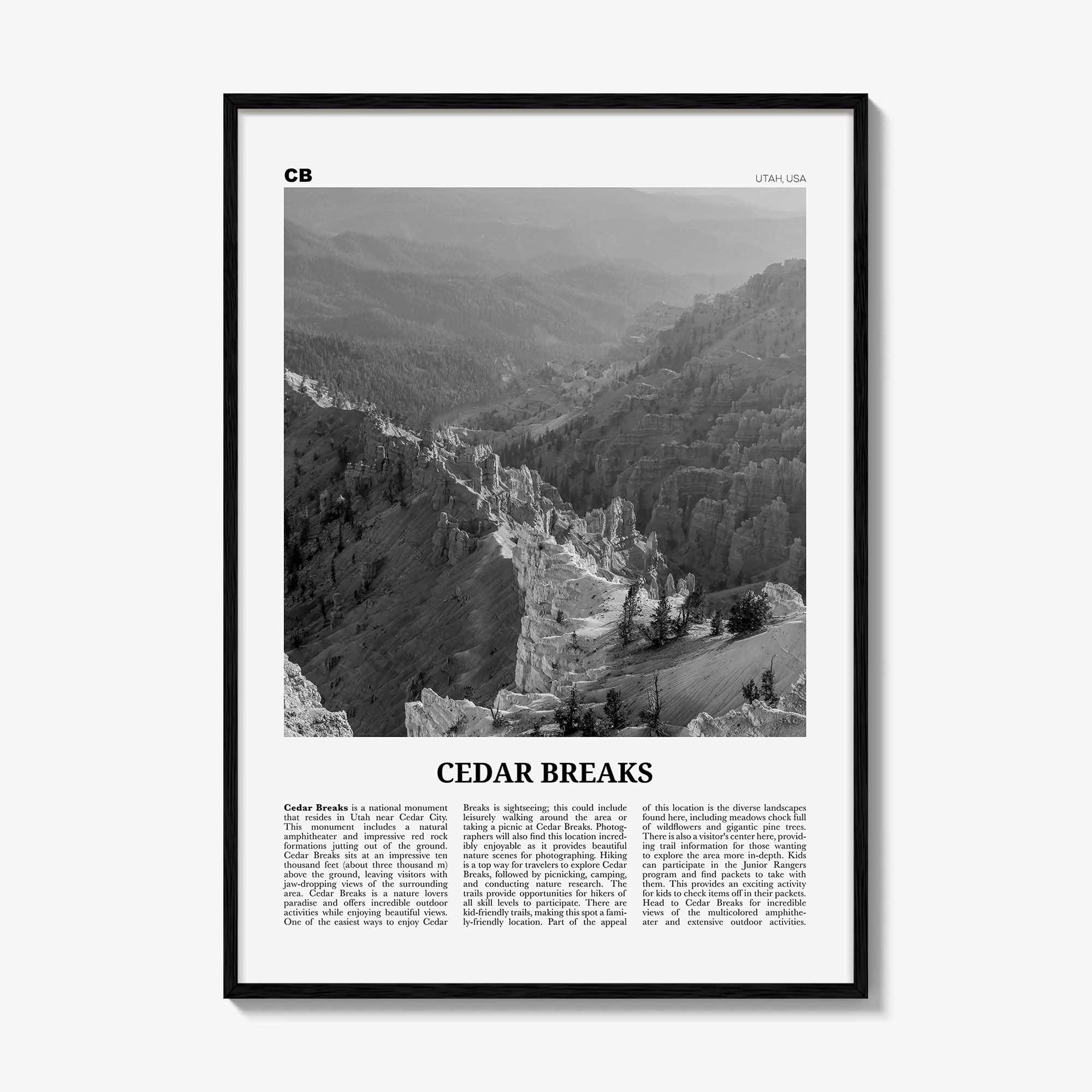 Cedar Breaks National Monument Print Black and White, Cedar Breaks Wall Art, Cedar Breaks Poster, Cedar Breaks Photo, Cedar Breaks, Utah