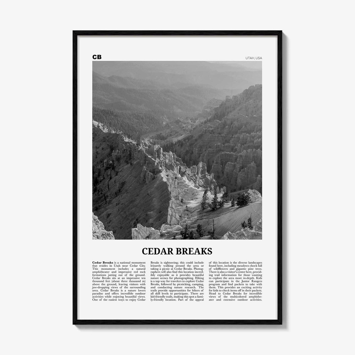 Cedar Breaks National Monument Print Black and White, Cedar Breaks Wall Art, Cedar Breaks Poster, Cedar Breaks Photo, Cedar Breaks, Utah