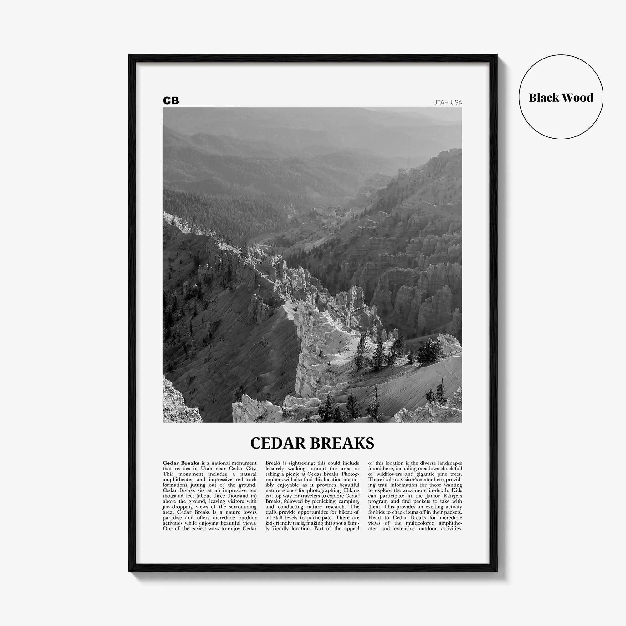 Cedar Breaks National Monument Print Black and White, Cedar Breaks Wall Art, Cedar Breaks Poster, Cedar Breaks Photo, Cedar Breaks, Utah
