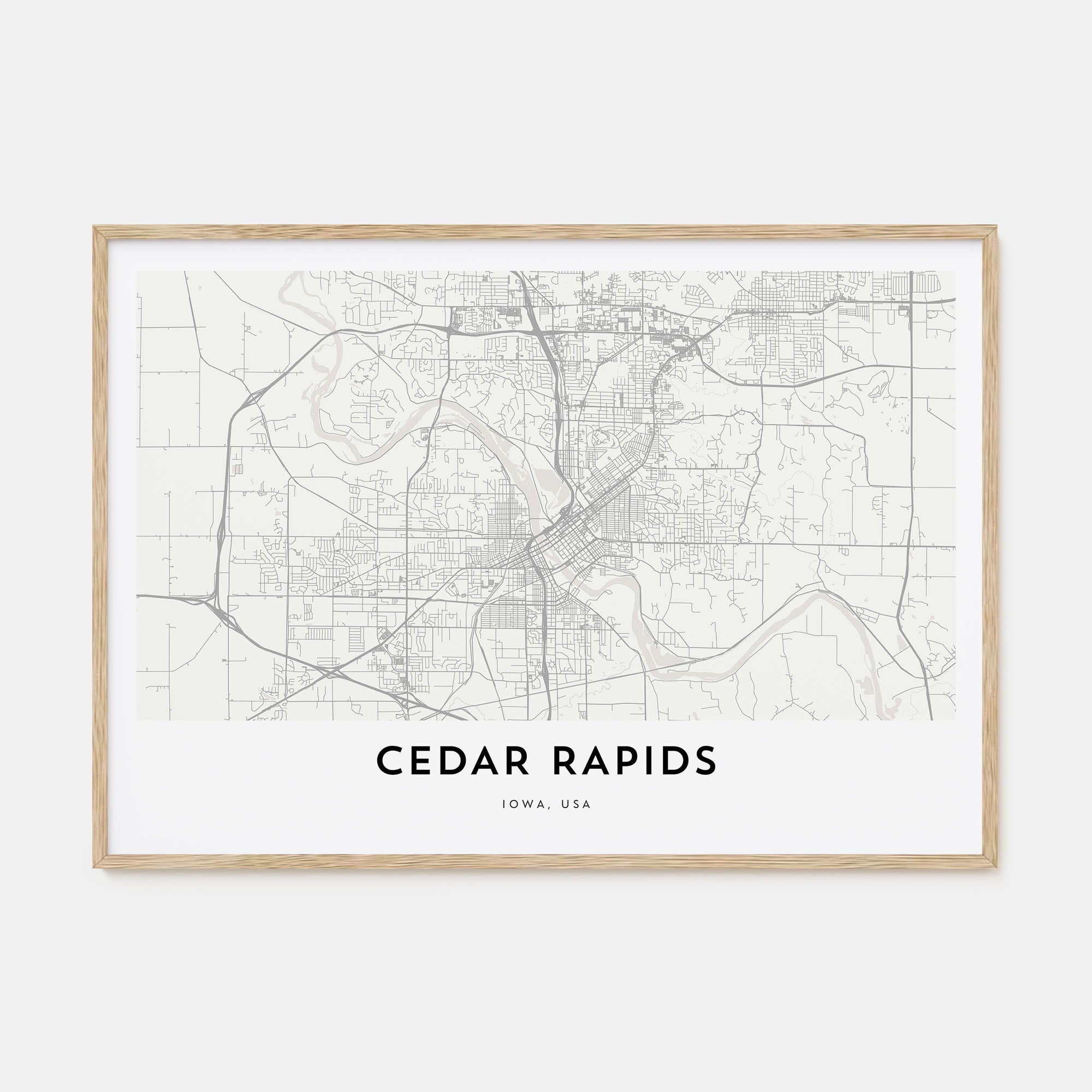 Cedar Rapids Map Landscape Poster