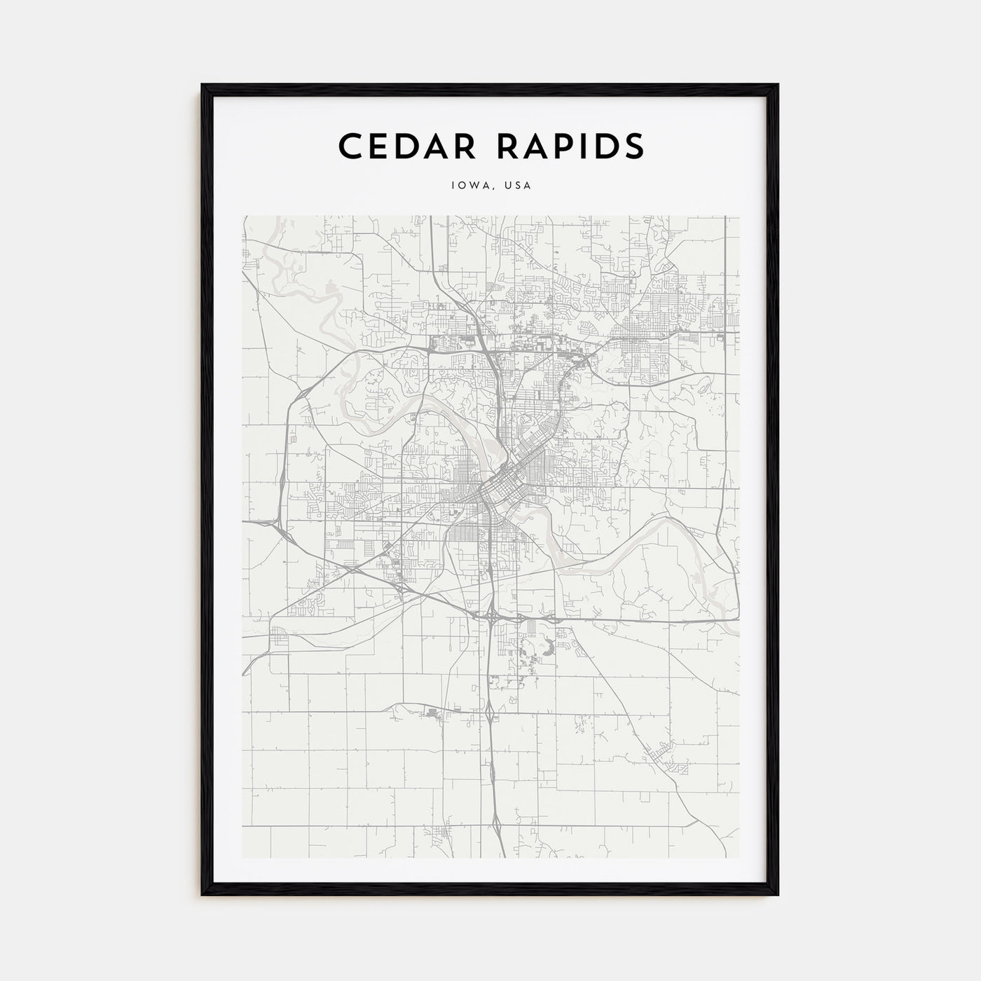 Cedar Rapids Map Portrait Poster