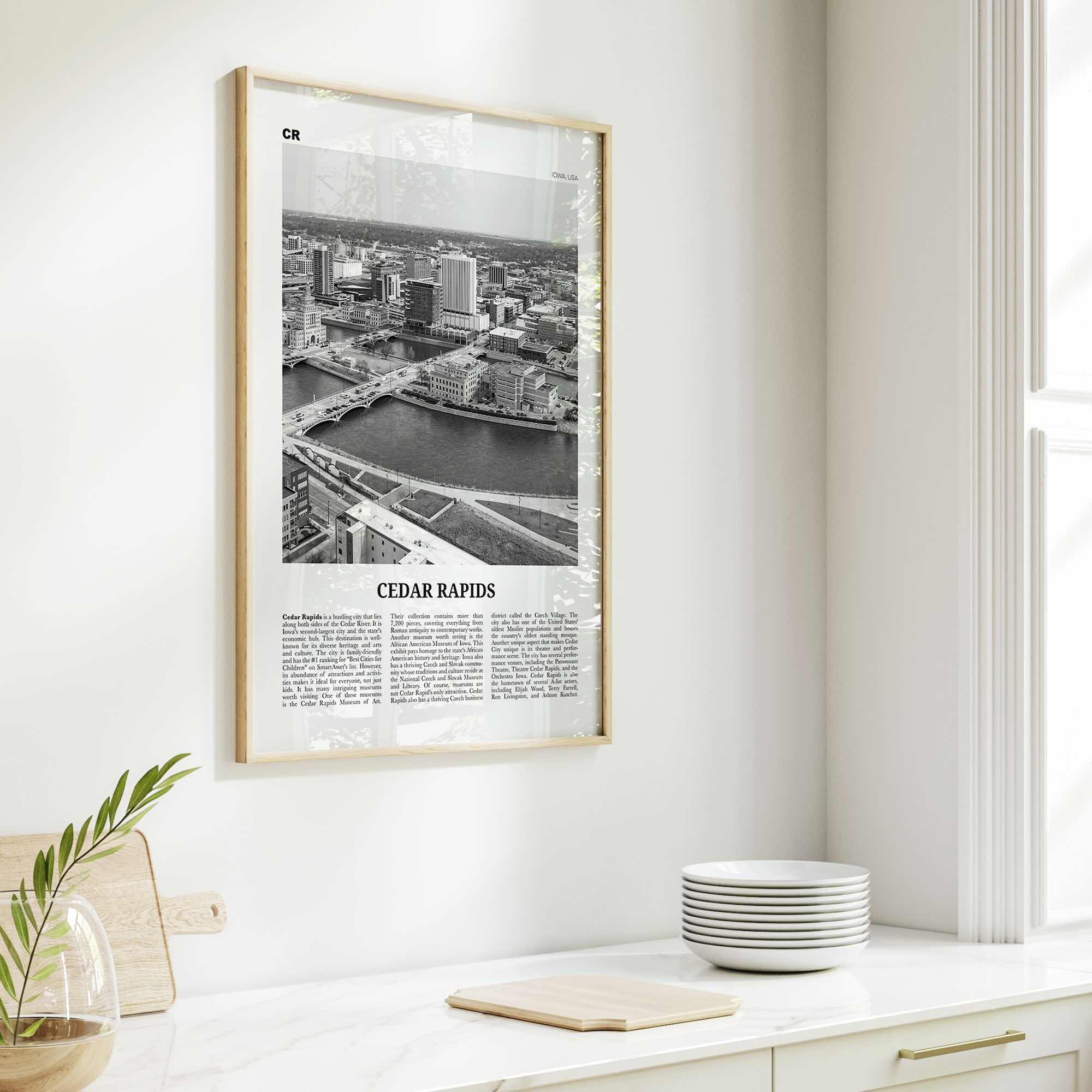 Cedar Rapids Print Black and White, Cedar Rapids Wall Art, Cedar Rapids Poster, Cedar Rapids Photo, Cedar Rapids Wall Décor, Iowa, USA