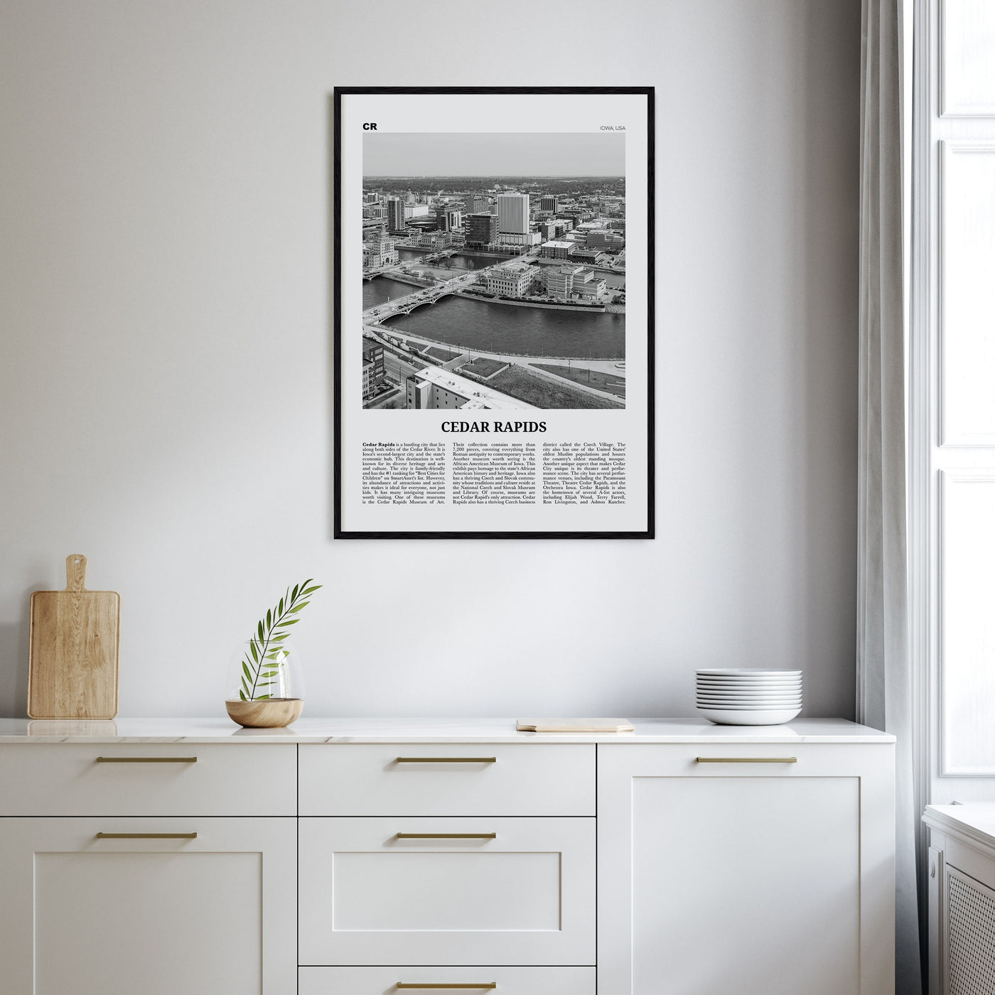 Cedar Rapids Travel B&W Poster