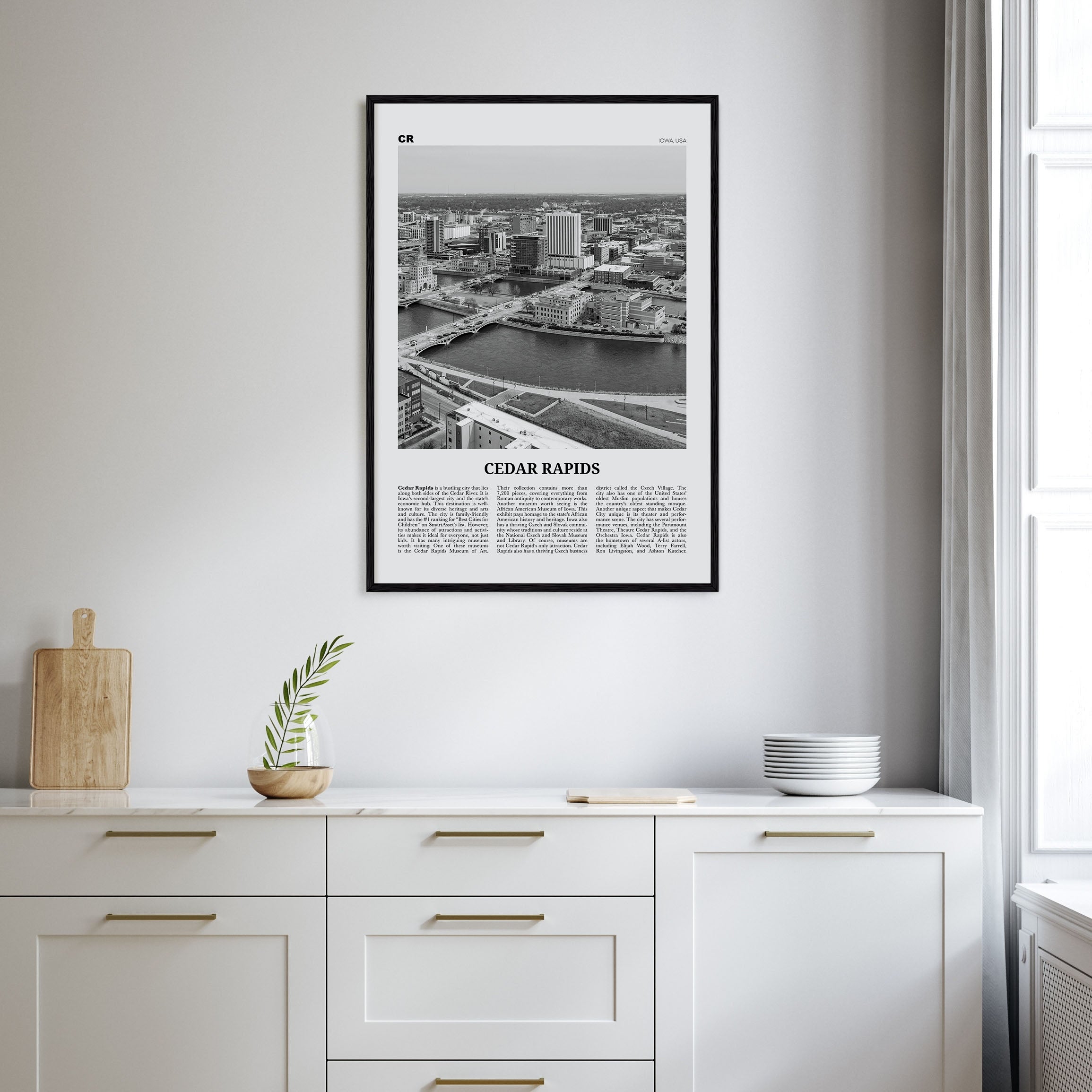 Cedar Rapids Travel B&W Poster