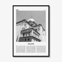 Celaya Print Black and White, Celaya Wall Art, Celaya Poster, Celaya Photo, Celaya Map, Mexico