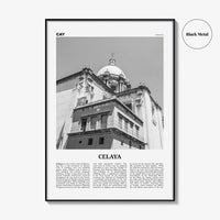 Celaya Print Black and White, Celaya Wall Art, Celaya Poster, Celaya Photo, Celaya Map, Mexico