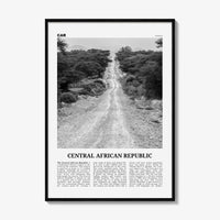 Central African Republic Print Black and White, Central African Republic Wall Art, Central African Republic Poster, Central African Republic