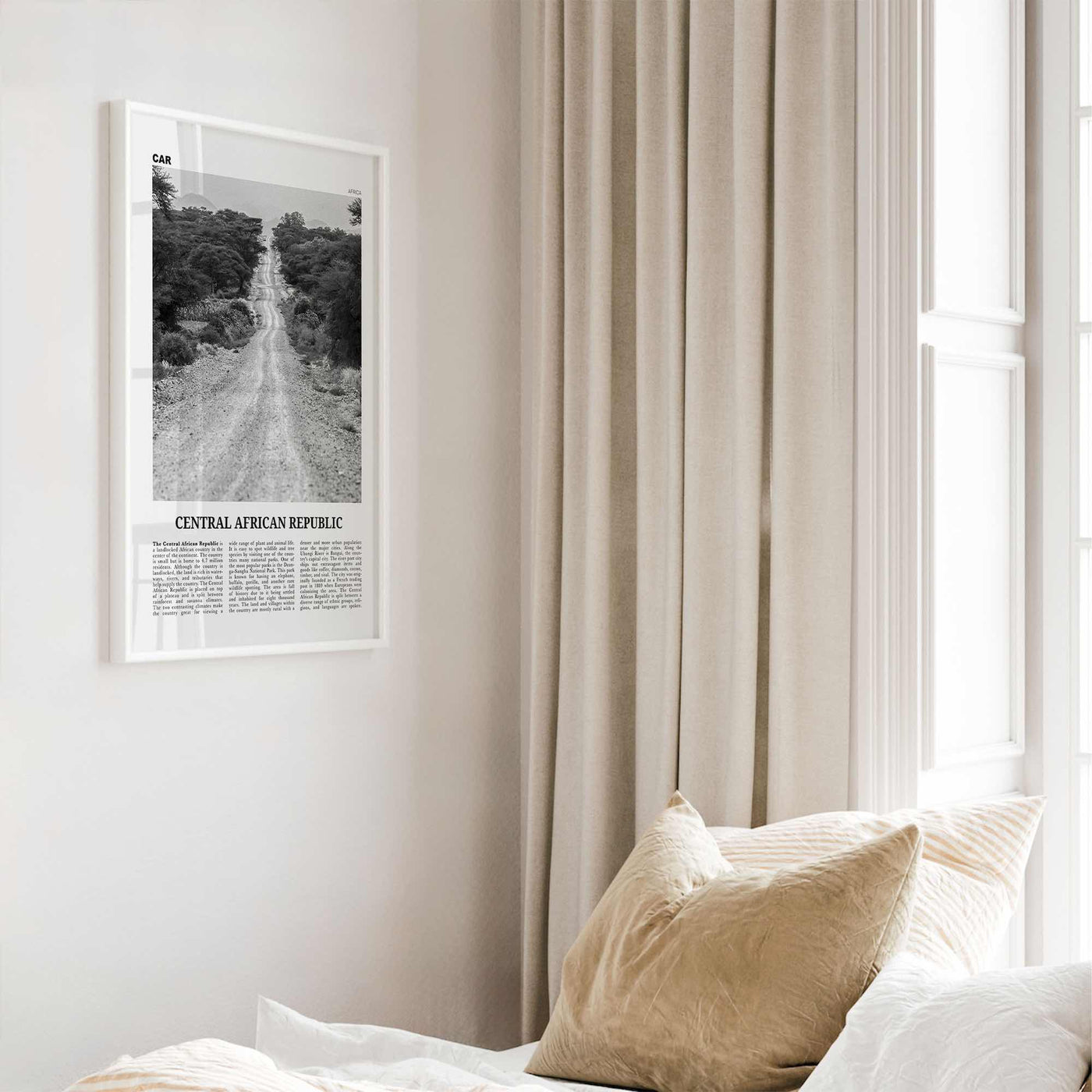 Central African Republic Print Black and White, Central African Republic Wall Art, Central African Republic Poster, Central African Republic