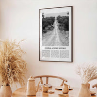 Central African Republic Print Black and White, Central African Republic Wall Art, Central African Republic Poster, Central African Republic